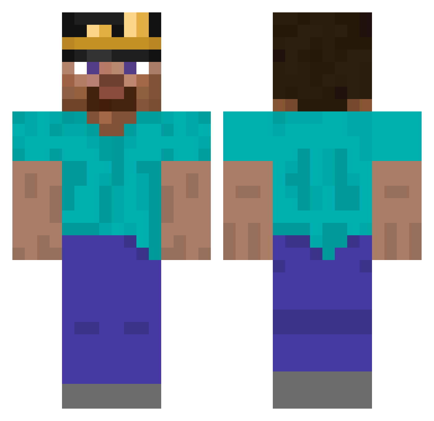 SlipkNNot Minecraft skin, front and back view