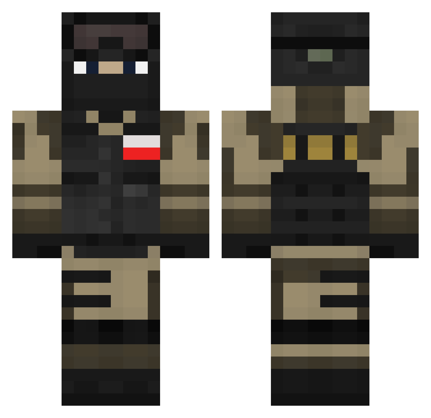 Goferos Minecraft skin, front and back view