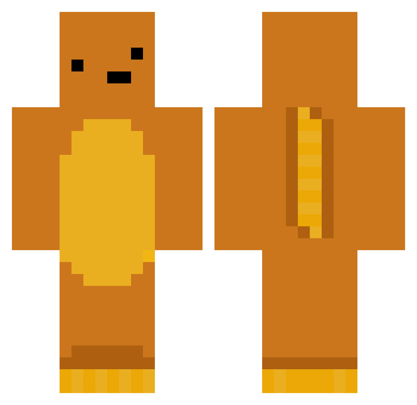 Dermatosclerosis Minecraft skin, front and back view