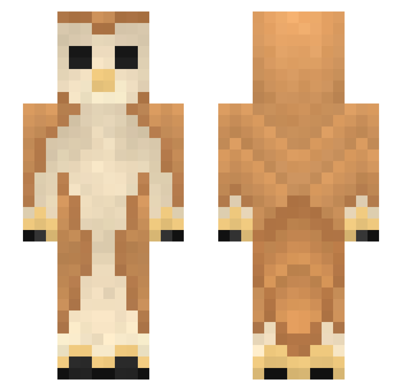 SK3L3TONIZ3R Minecraft skin, front and back view