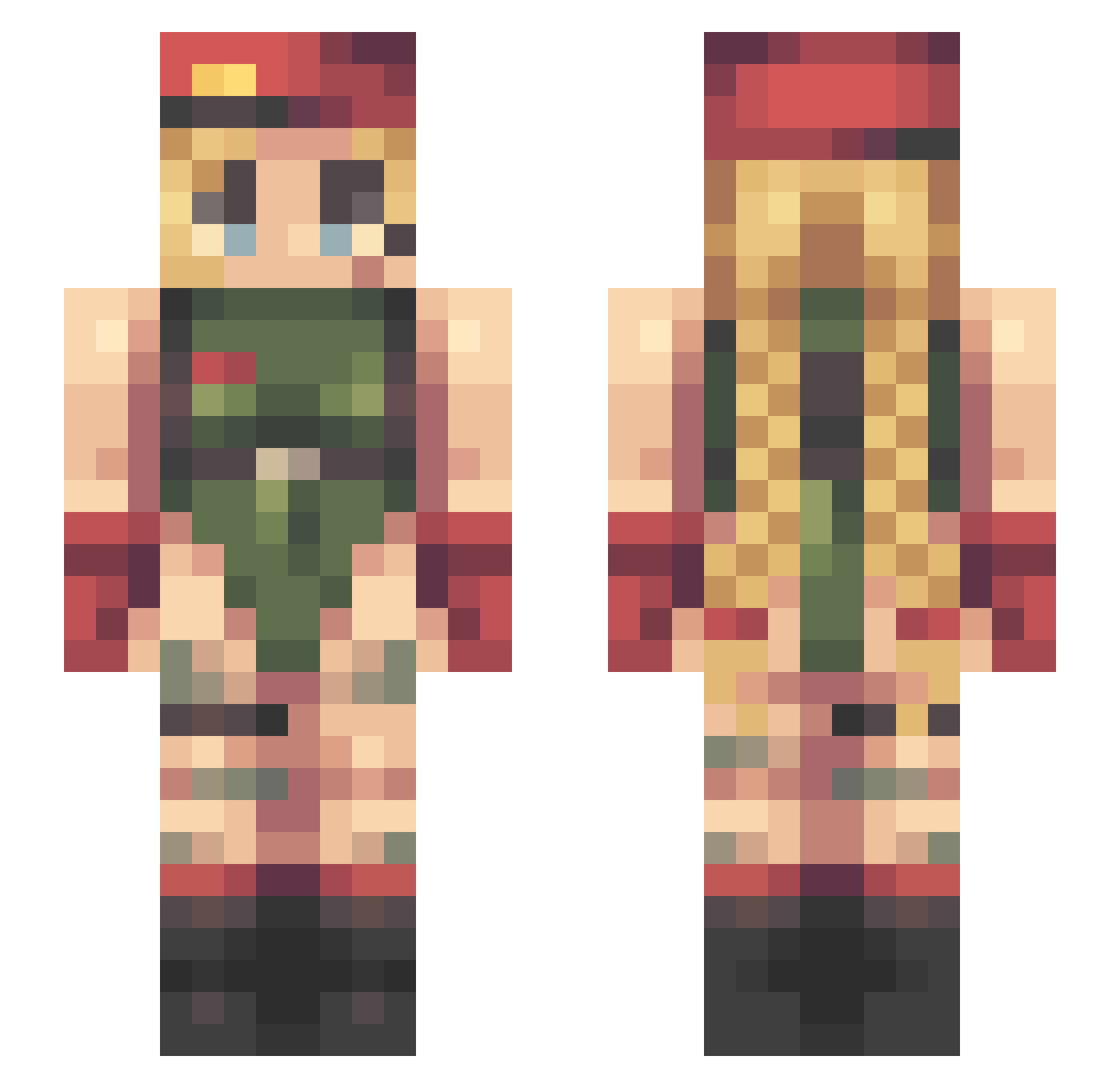 6RaBb9 Minecraft skin, front and back view