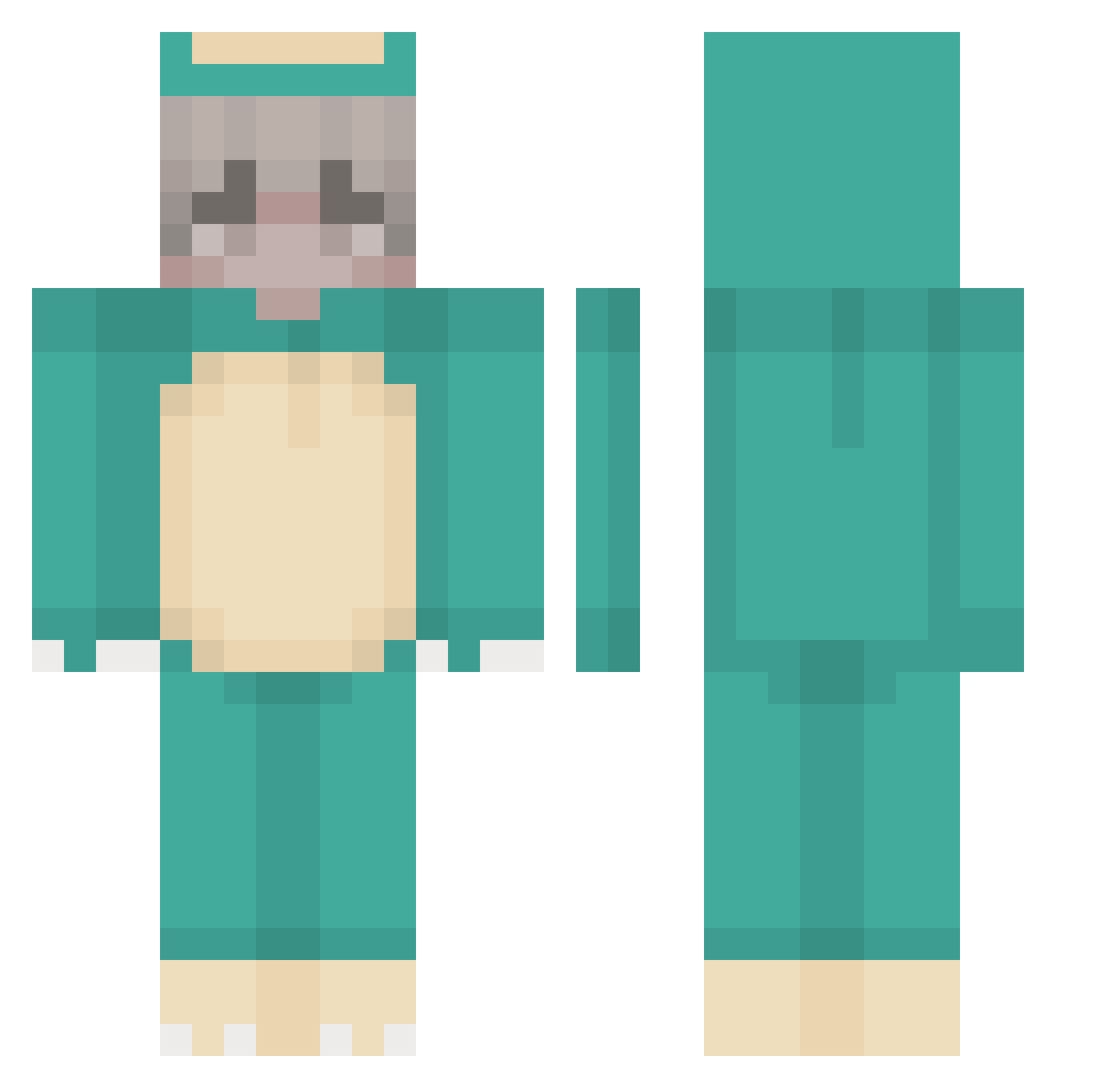 Charcoaled Minecraft skin, front and back view