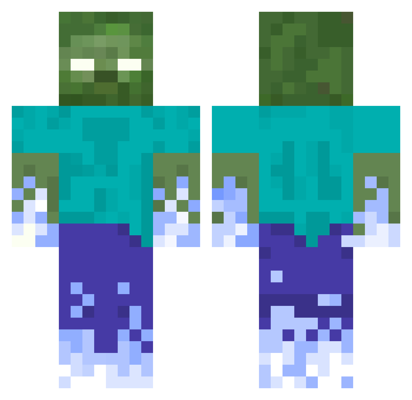 Zar3k Minecraft skin, front and back view