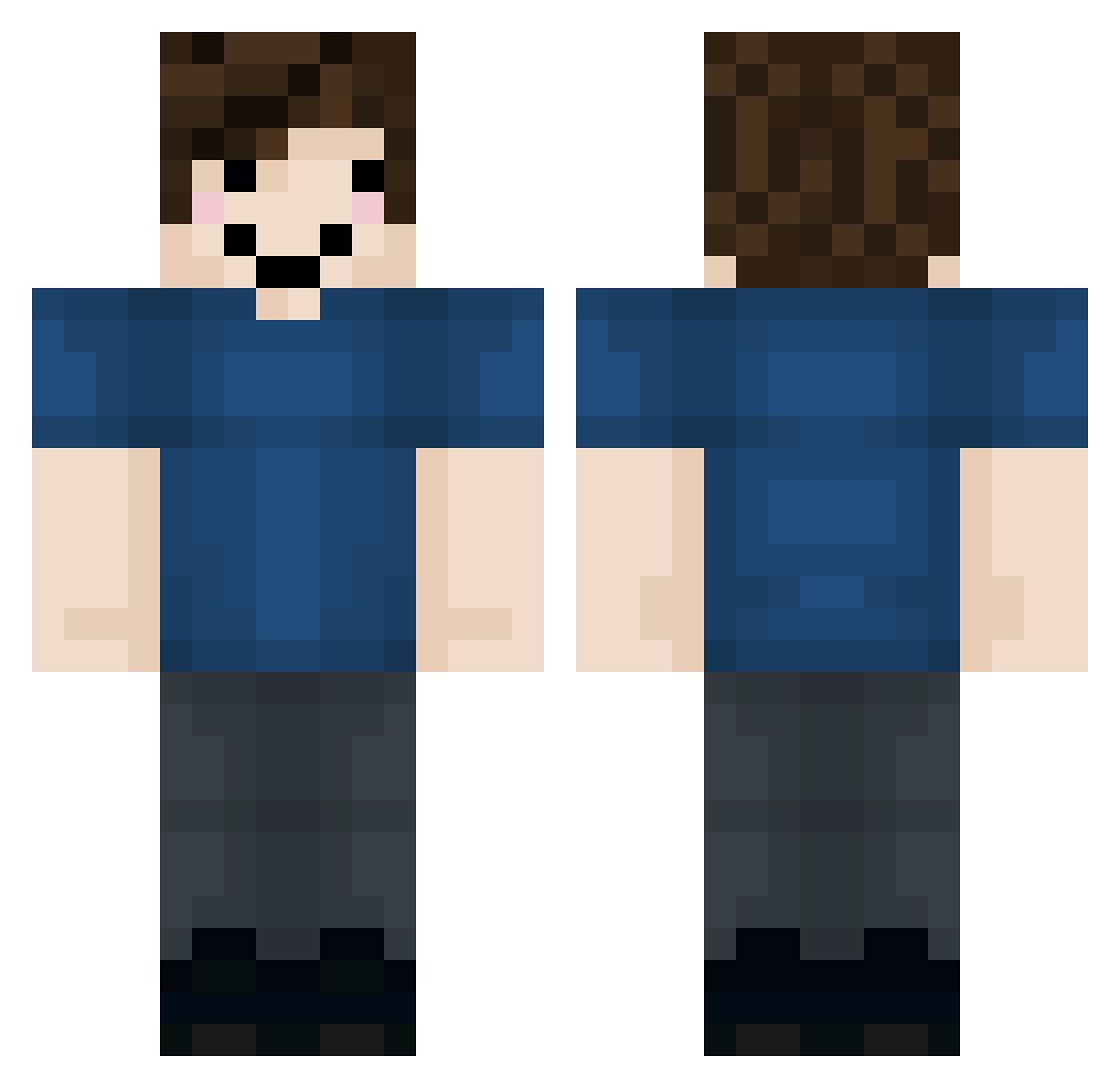 ArchiXD Minecraft skin, front and back view