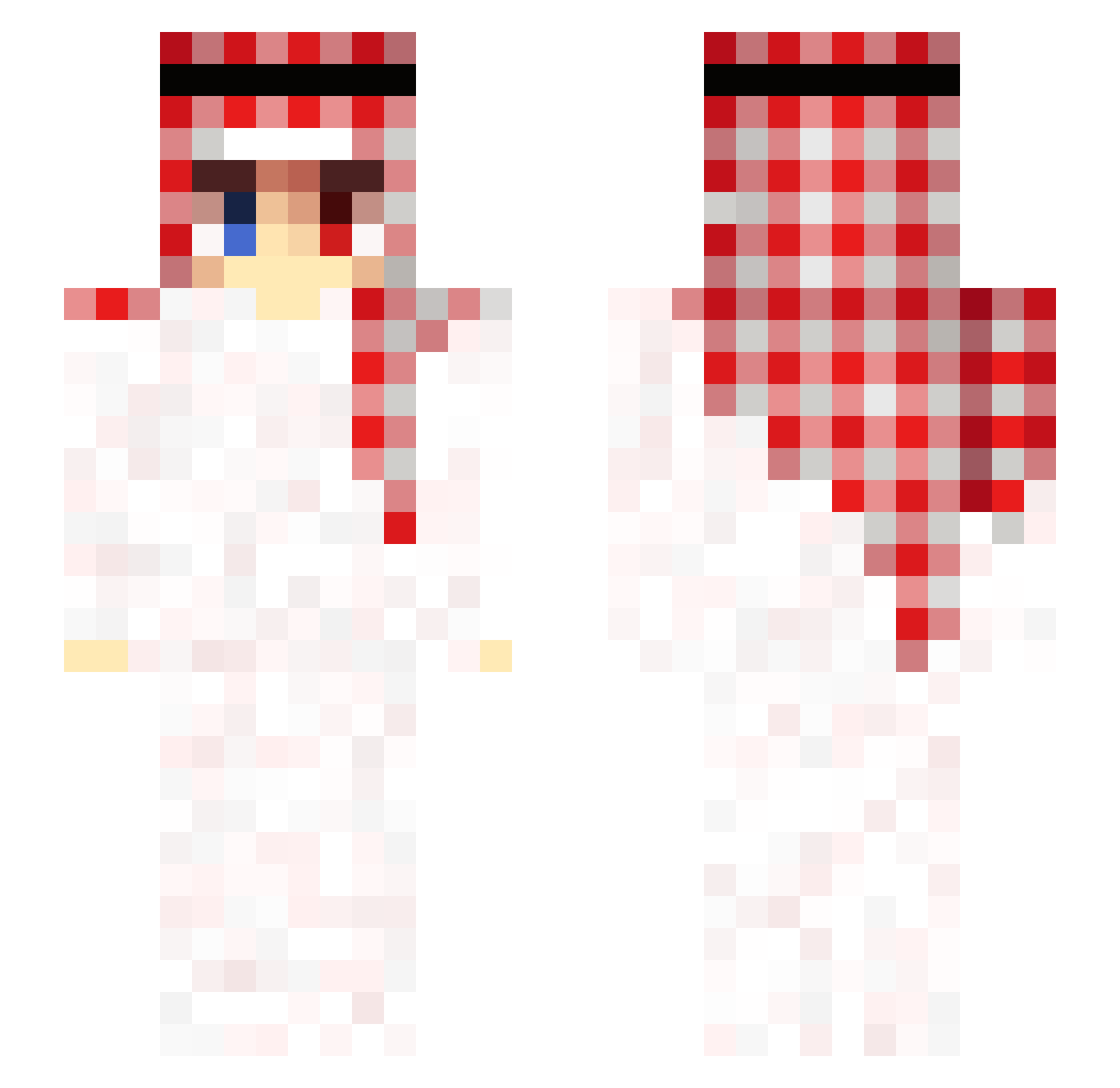 V1Z Minecraft skin, front and back view