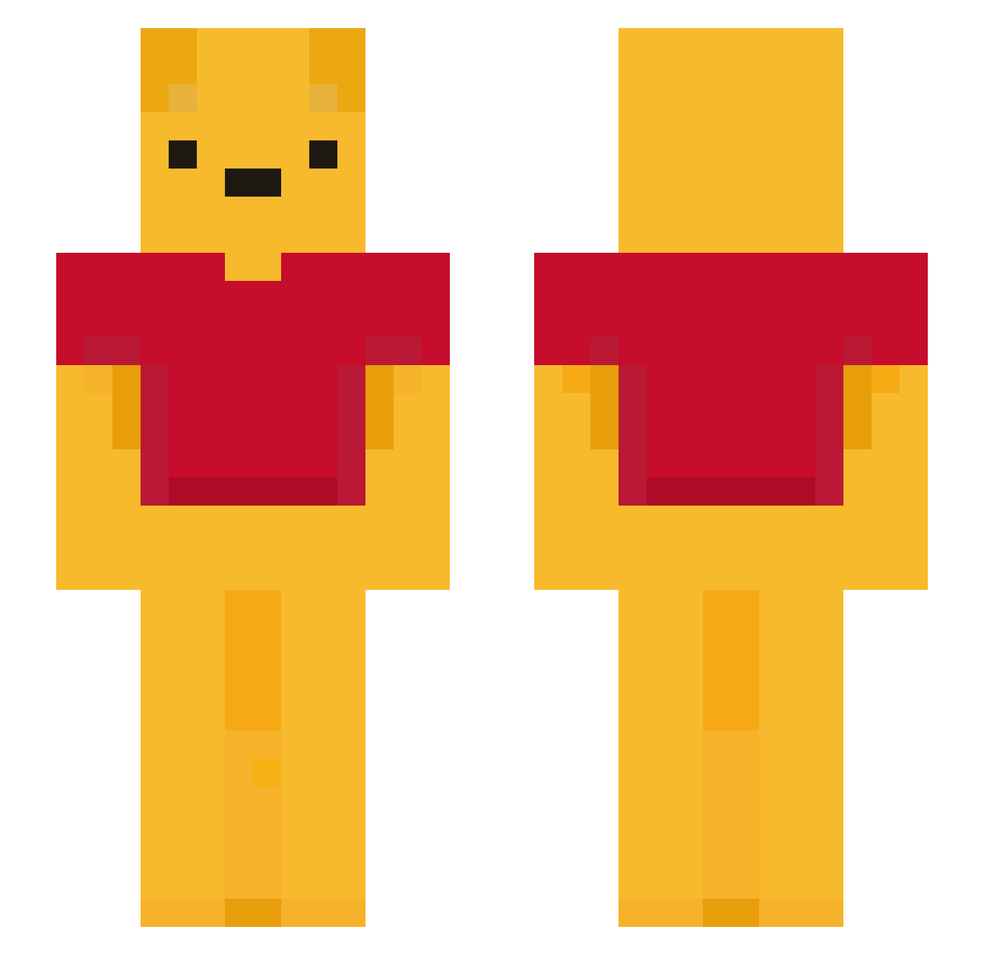 tomorate Minecraft skin, front and back view