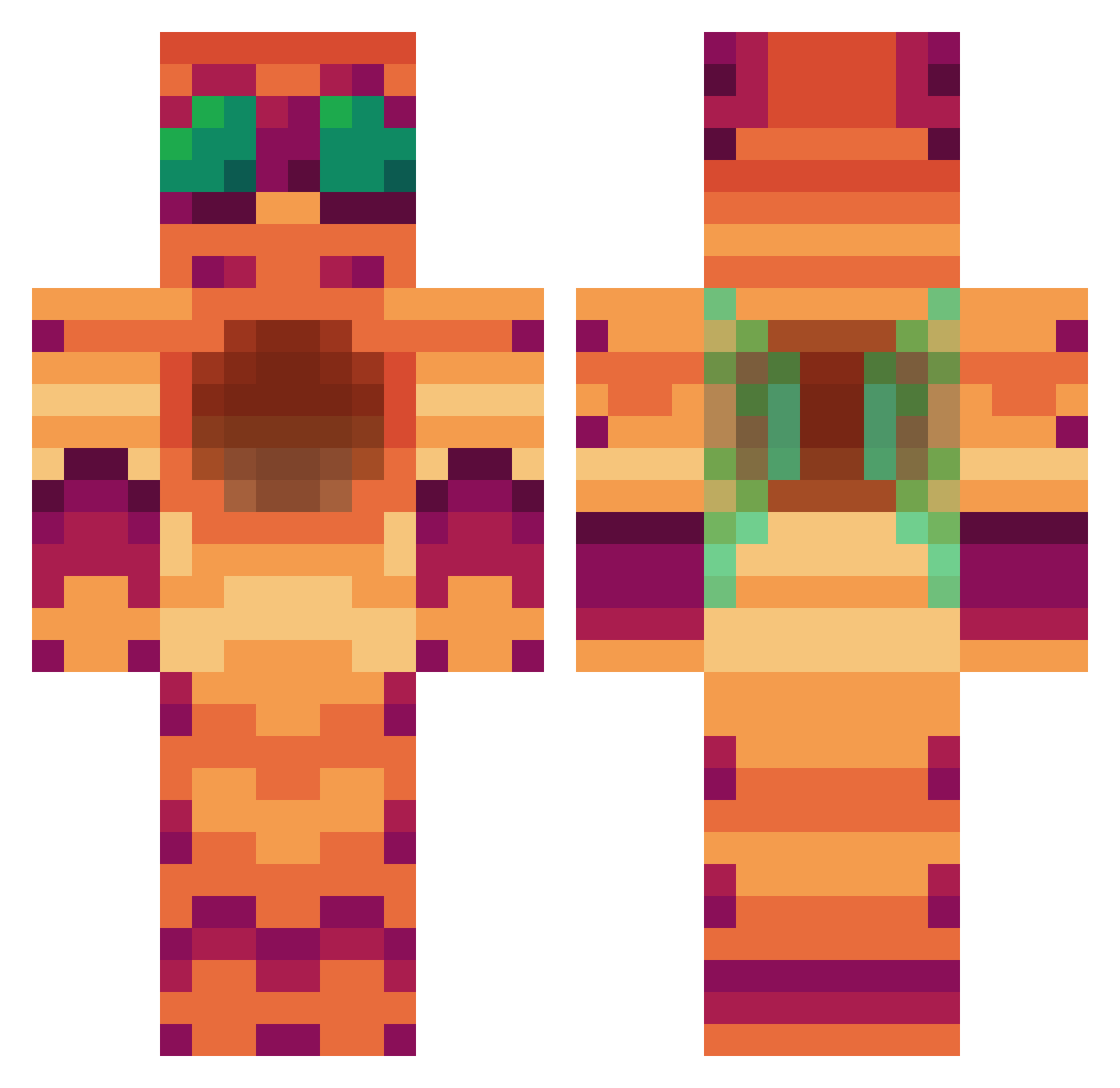 BoxOfManythings Minecraft skin, front and back view