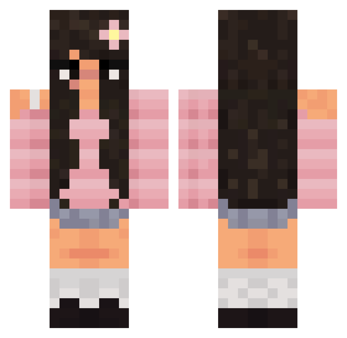 Tuisster Minecraft skin, front and back view