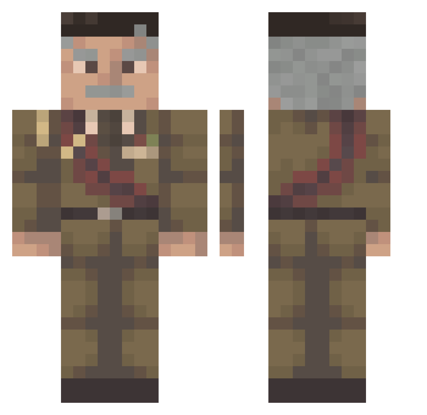 Jsomy Minecraft skin, front and back view