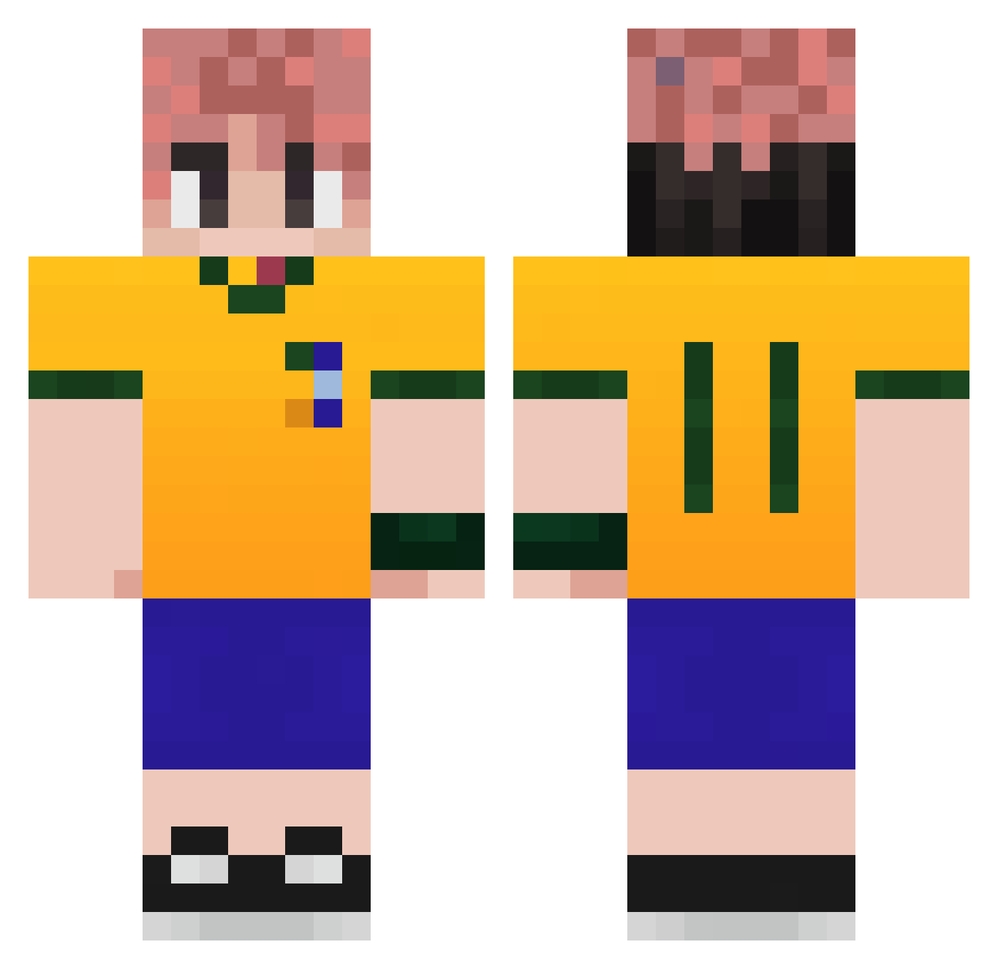 AquilesYT Minecraft skin, front and back view