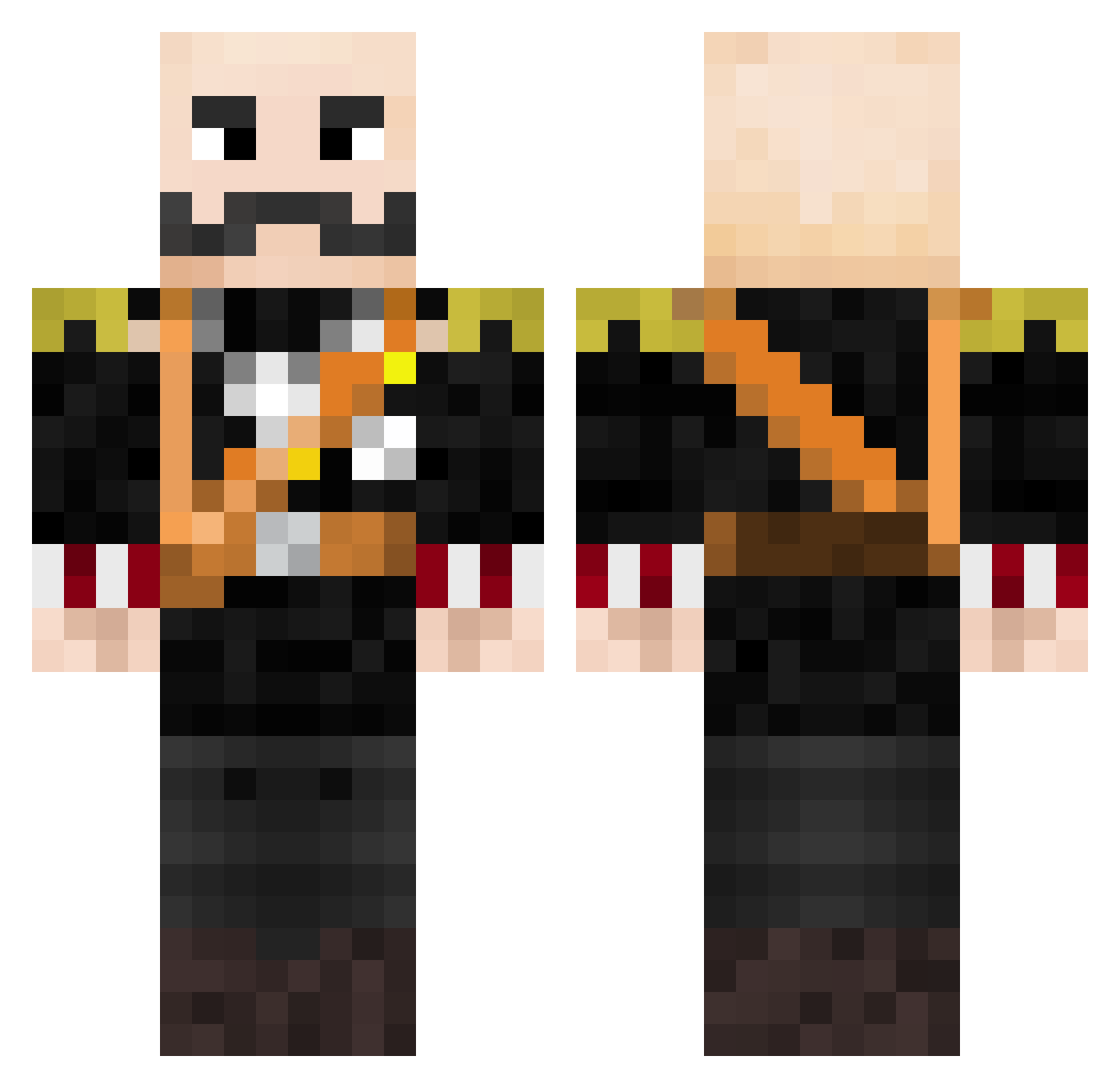 mrducktator Minecraft skin, front and back view