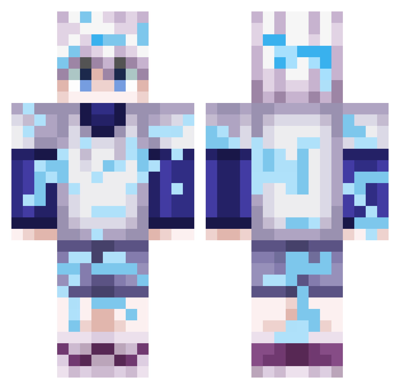 AtomicSleyer Minecraft skin, front and back view