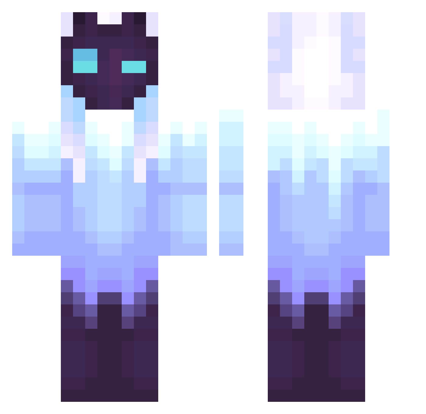 GreenNeedle Minecraft skin, front and back view