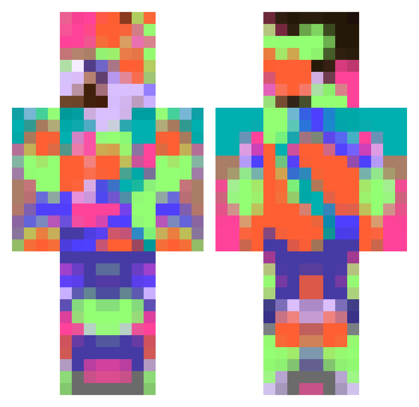 Widgie Minecraft skin, front and back view