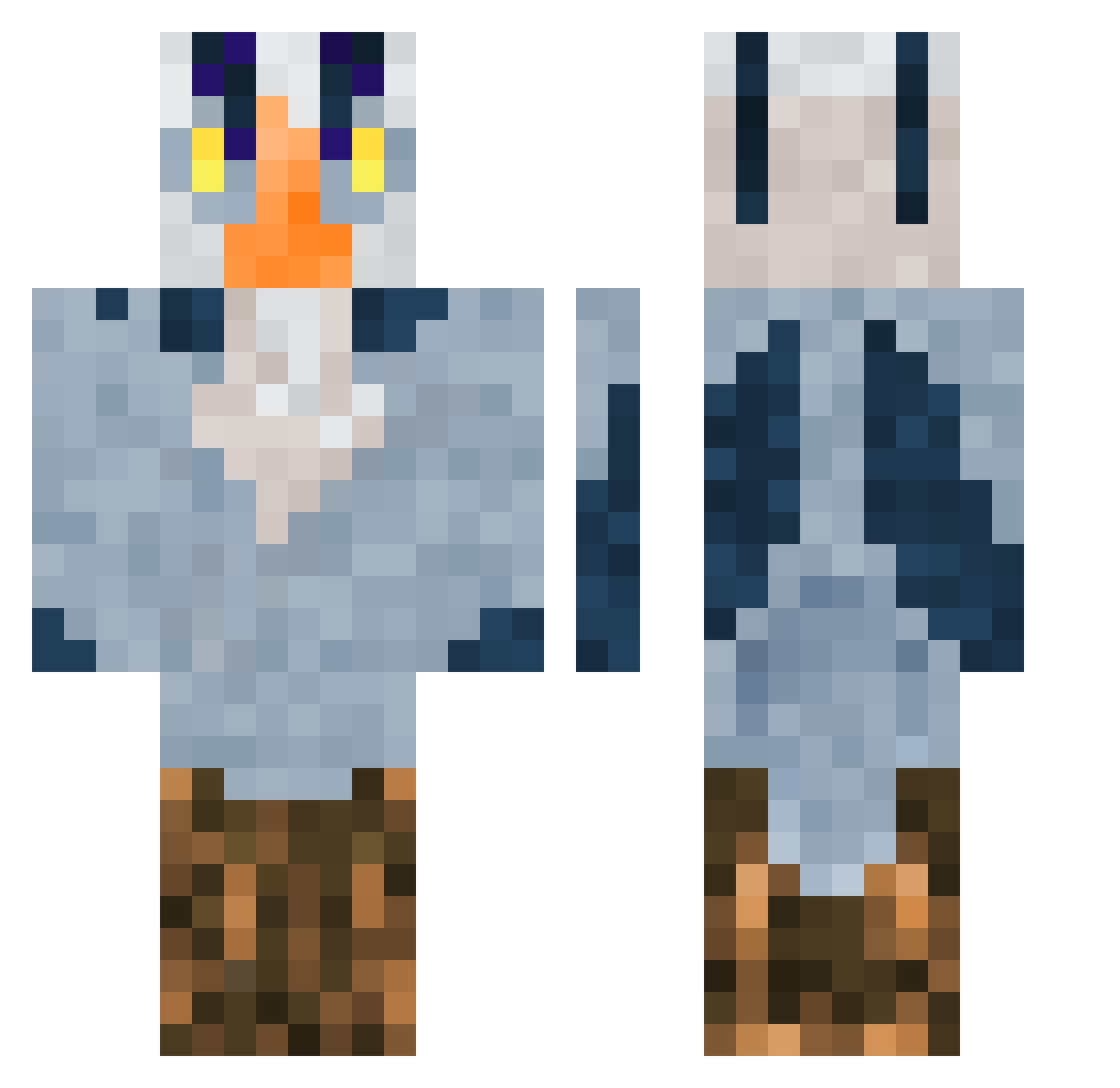 HeronPVP Minecraft skin, front and back view