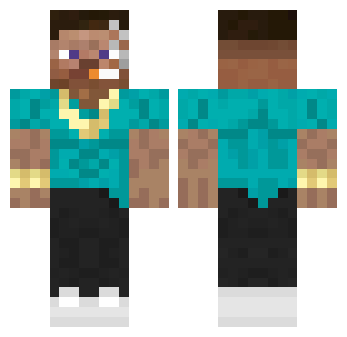Perfektness Minecraft skin, front and back view