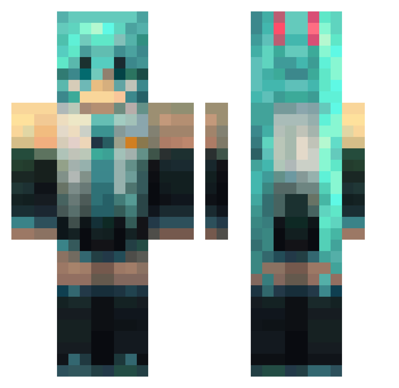 SuperGiantT Minecraft skin, front and back view
