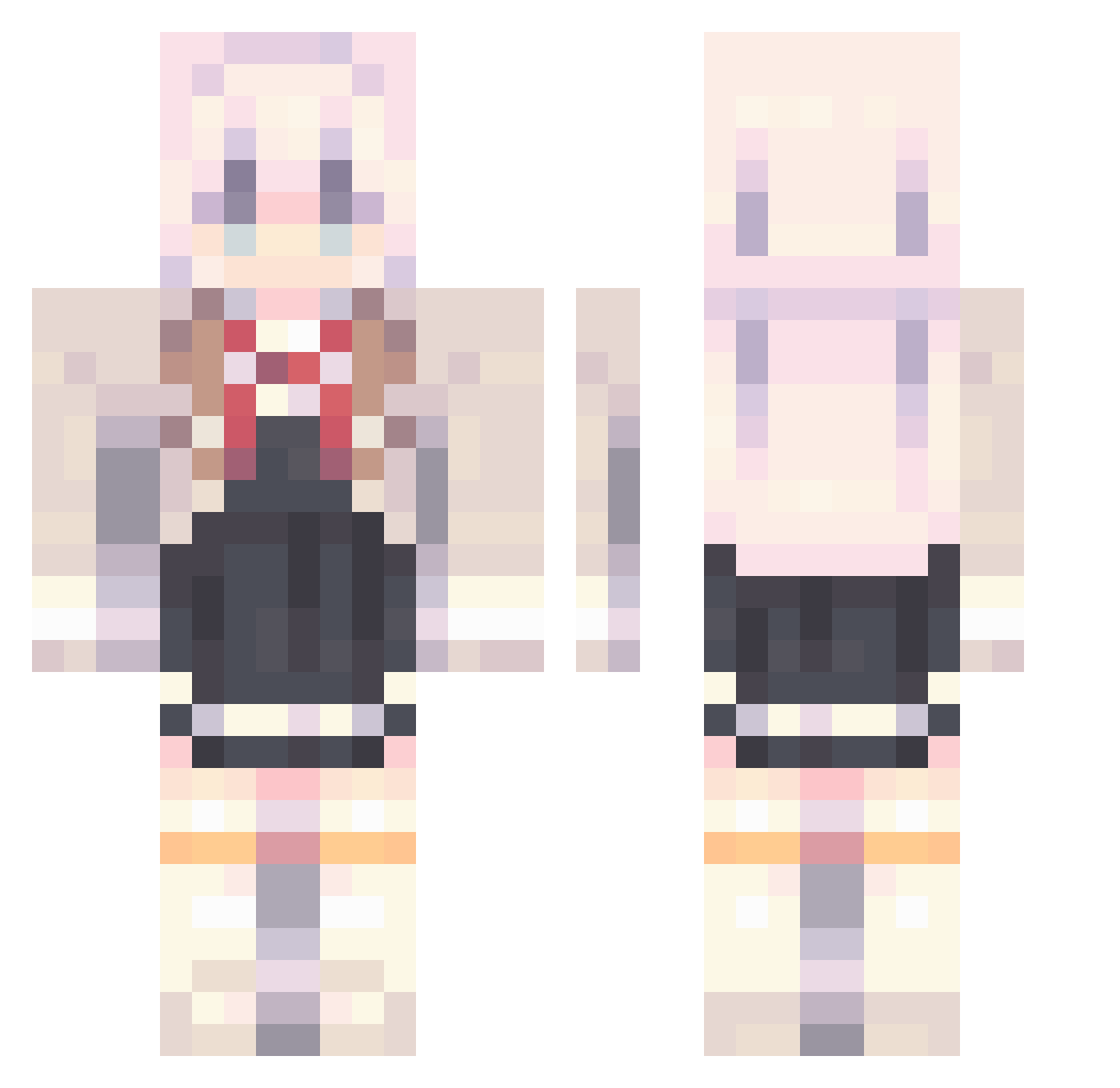 Zirvian Minecraft skin, front and back view