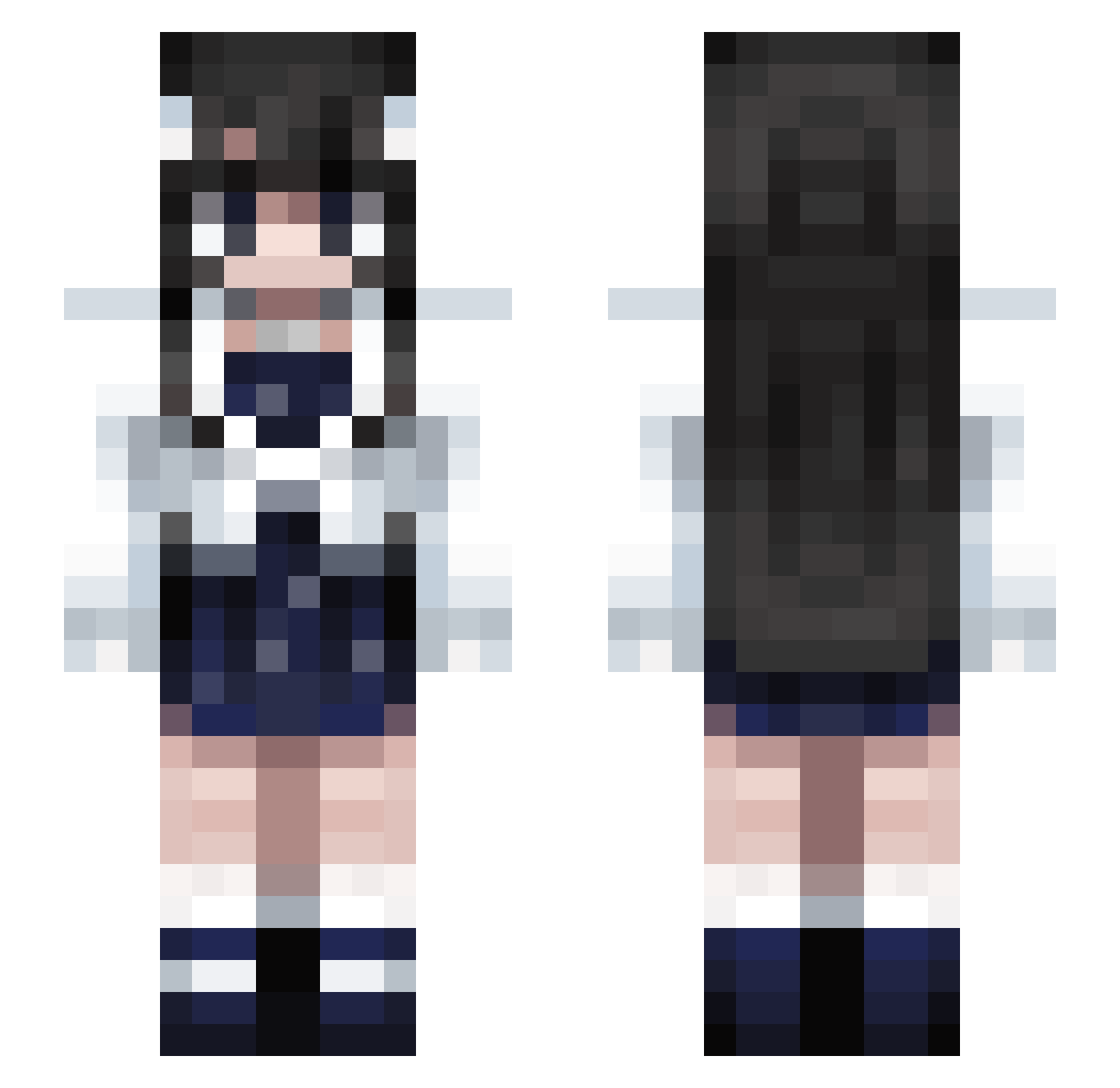 uzzus Minecraft skin, front and back view