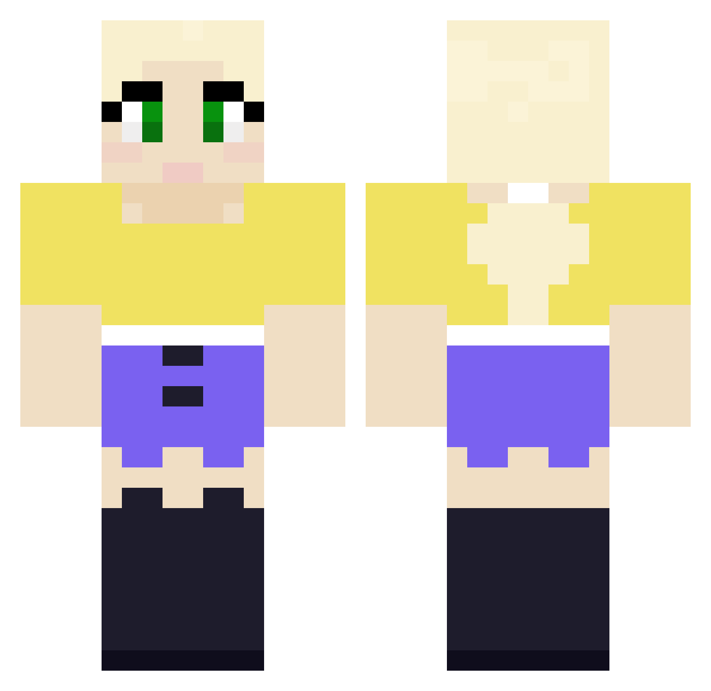 soggykermit Minecraft skin, front and back view