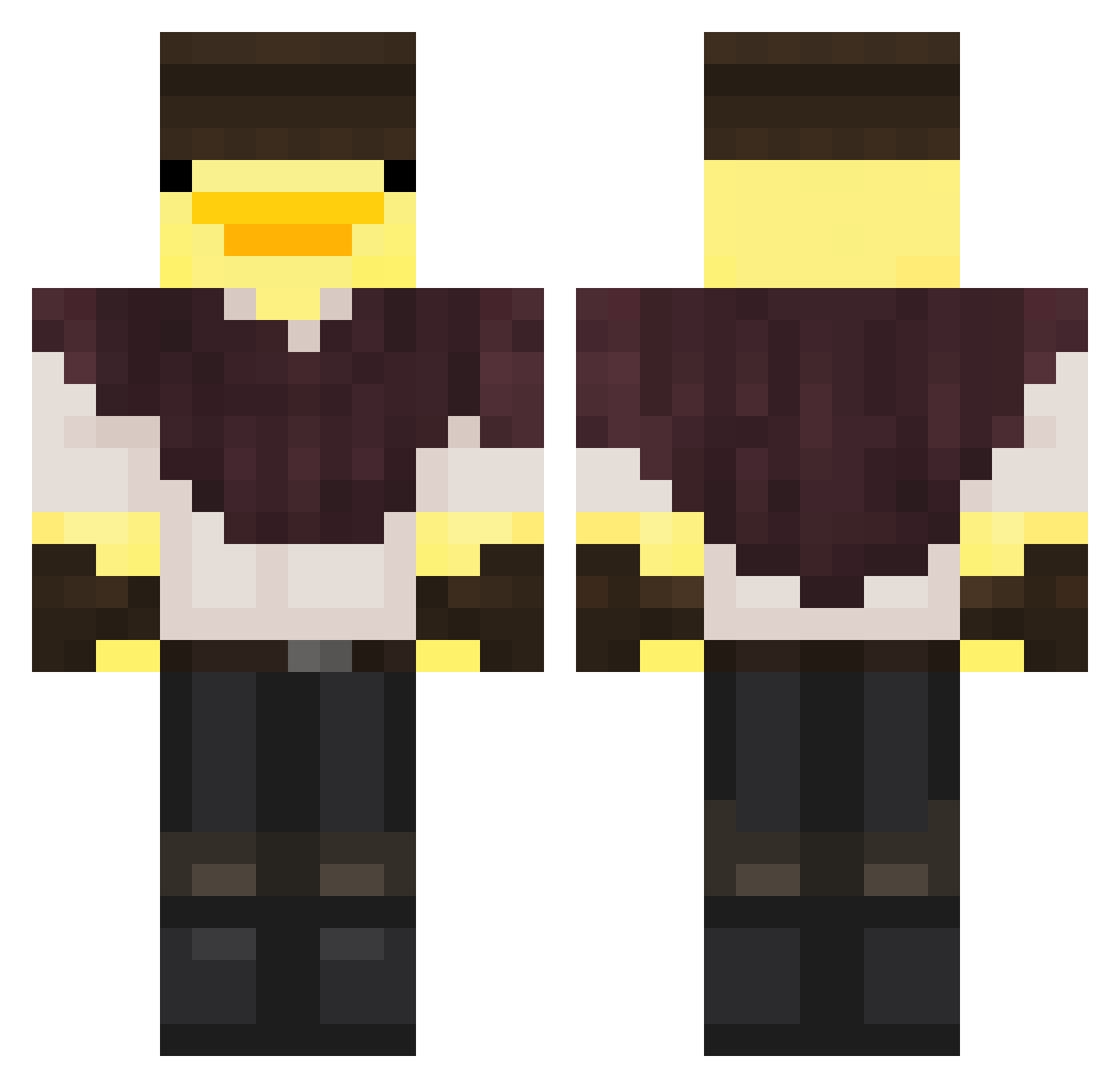 VibingDuck Minecraft skin, front and back view