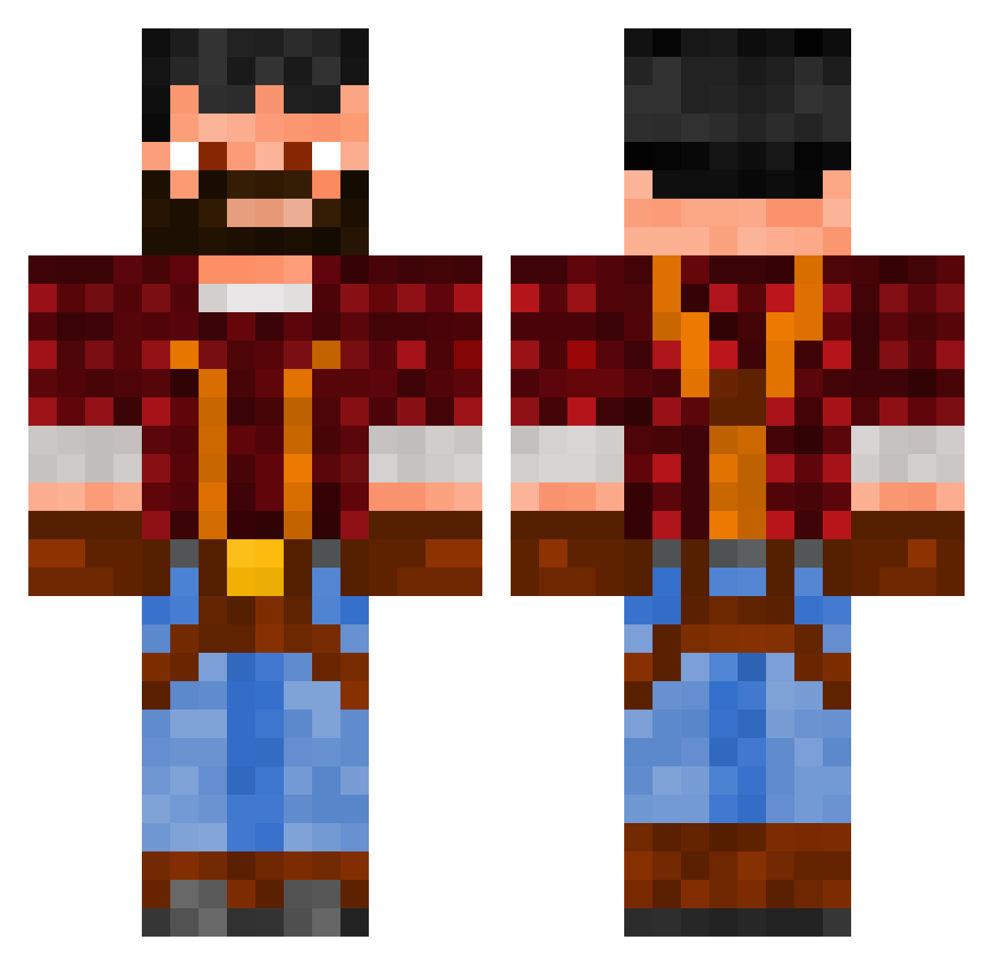 Deadwell Minecraft skin, front and back view