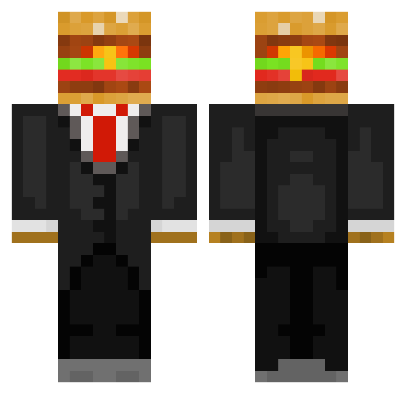 givemetheburger Minecraft skin, front and back view