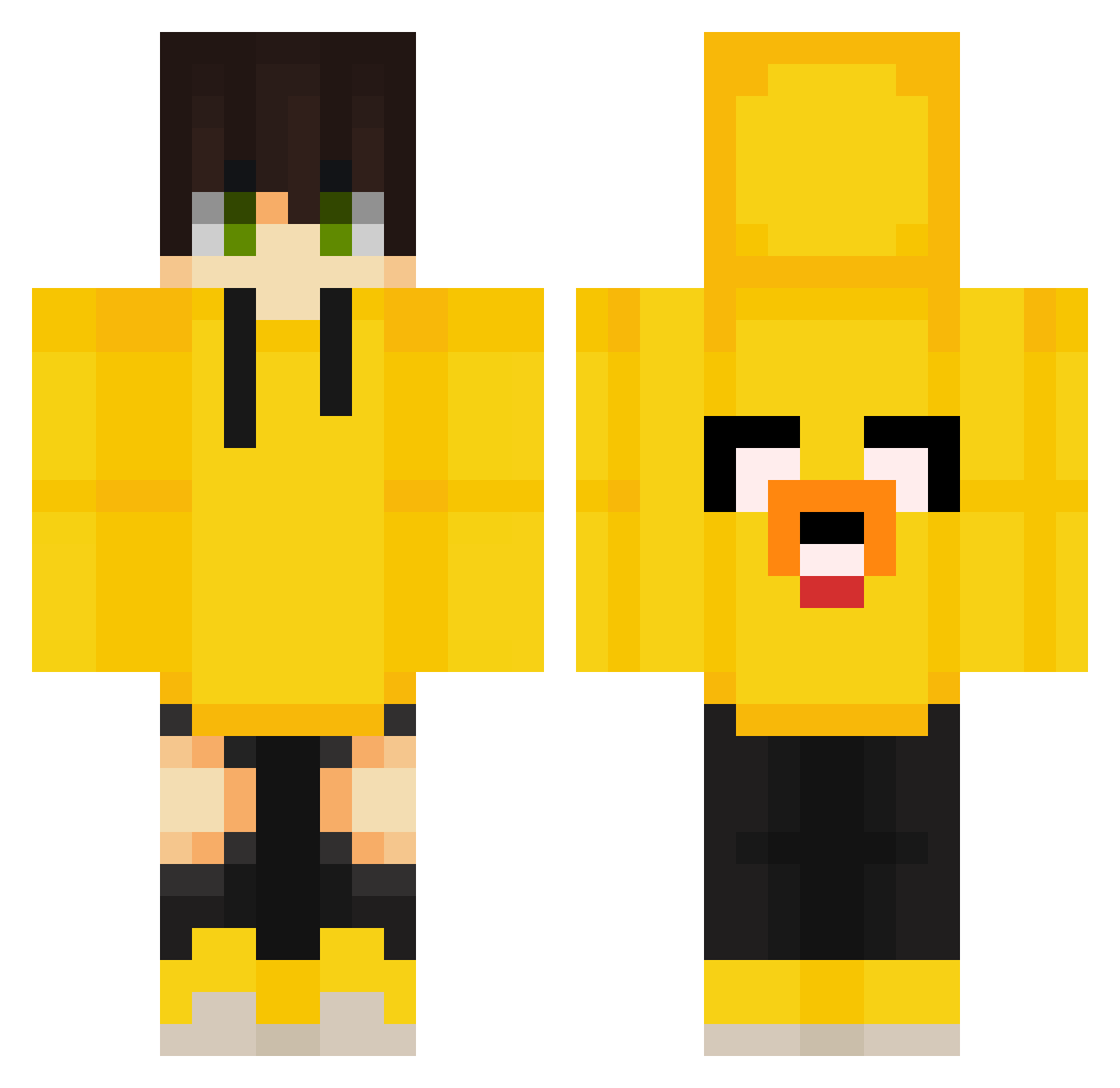 _Yell_ Minecraft skin, front and back view