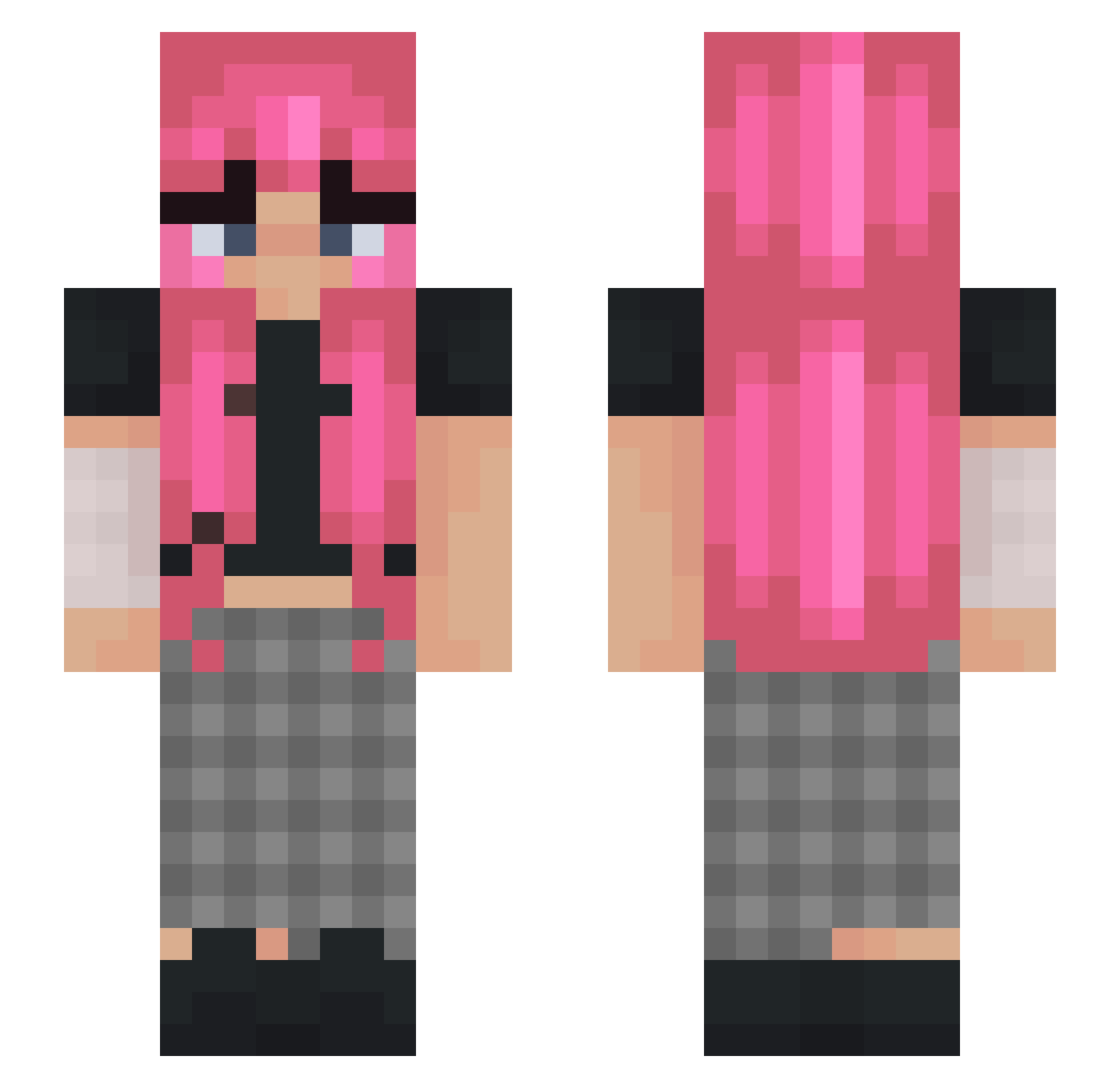 pynkk Minecraft skin, front and back view