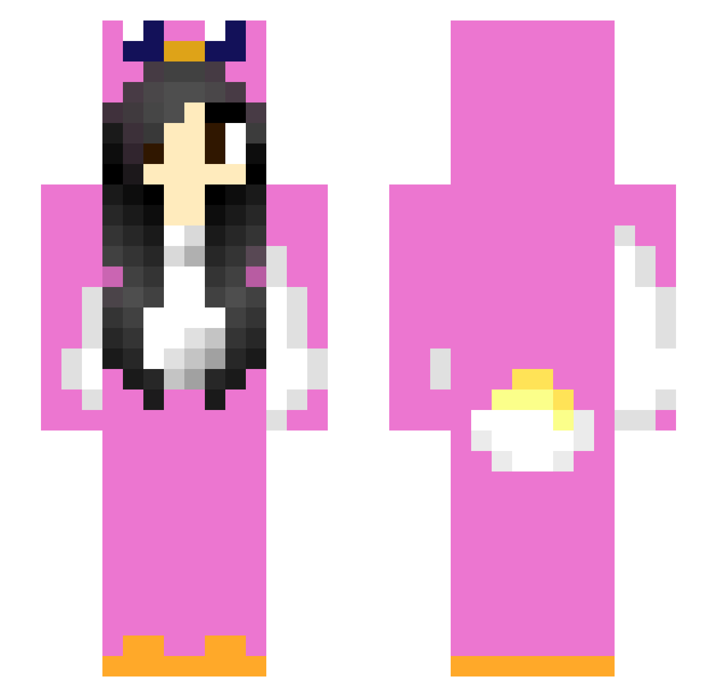 Squirted Minecraft skin, front and back view