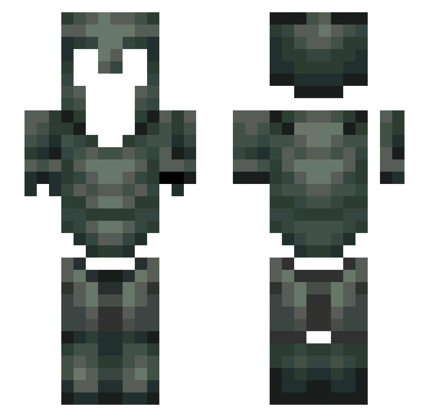 DuraMON Minecraft skin, front and back view