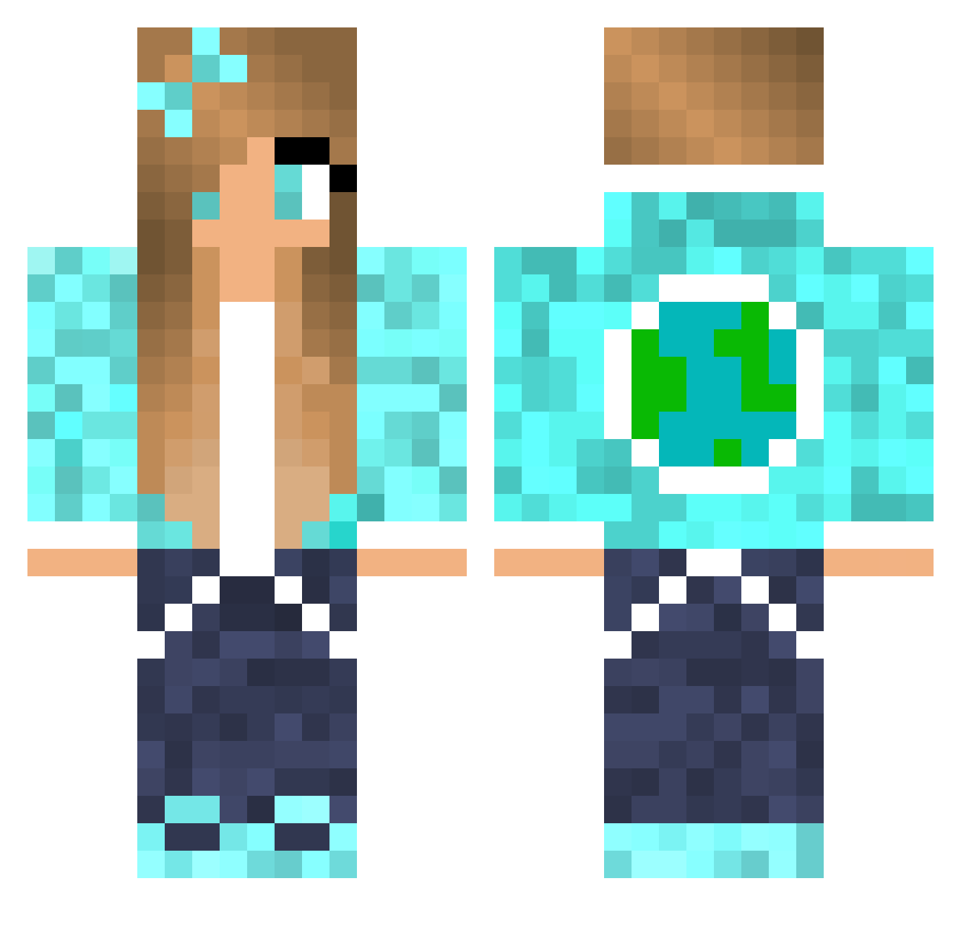 Aarde Minecraft skin, front and back view