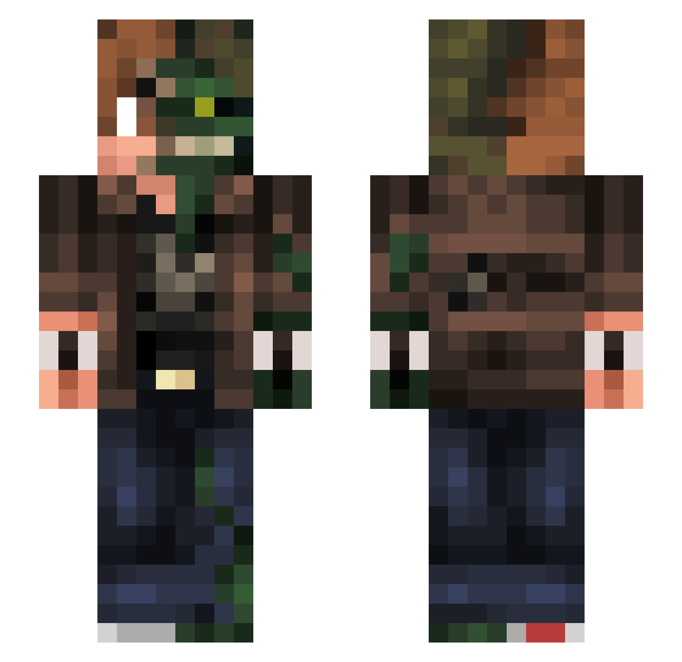 SPOOMD Minecraft skin, front and back view
