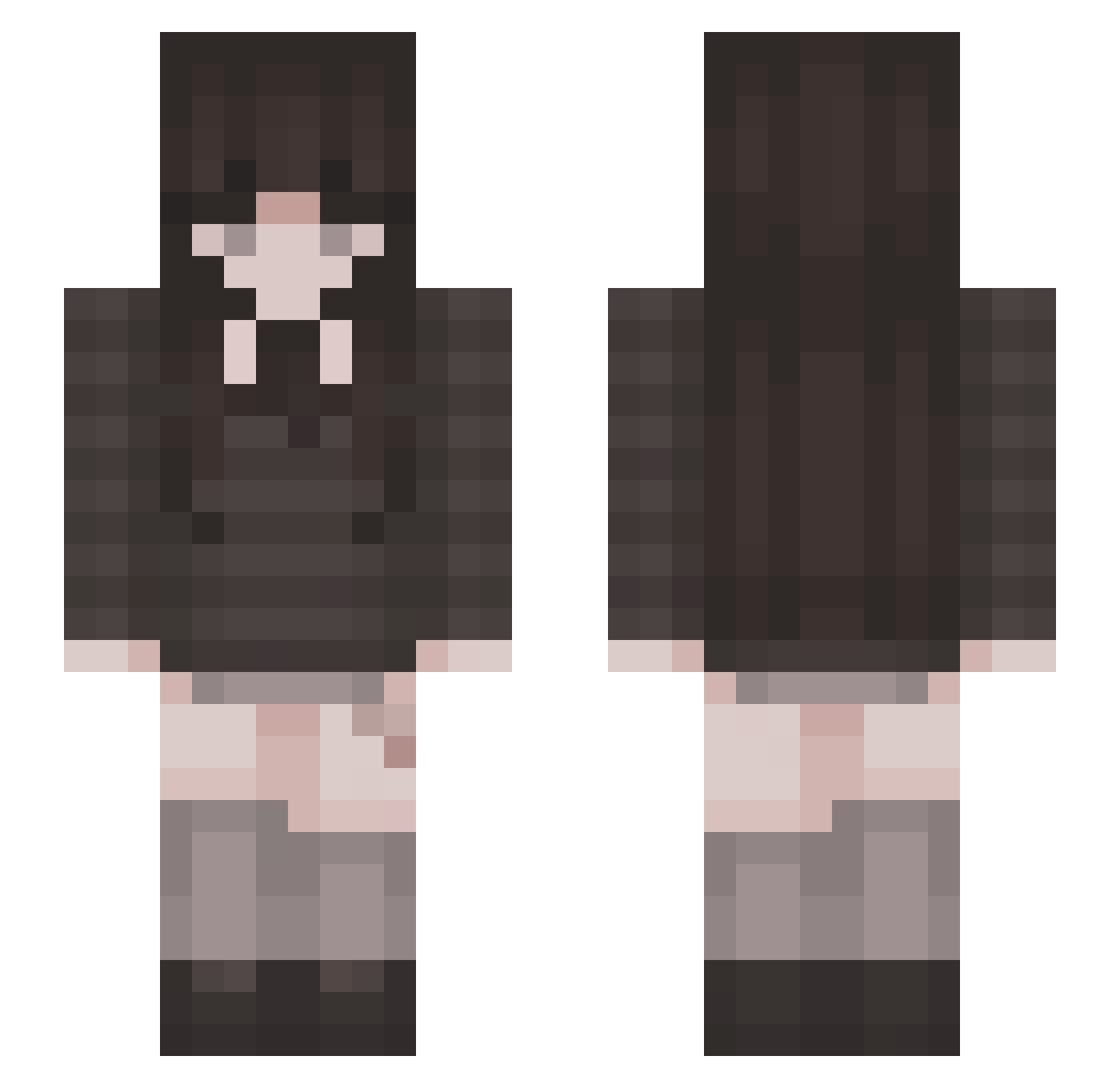 Noodle_Zzz Minecraft skin, front and back view