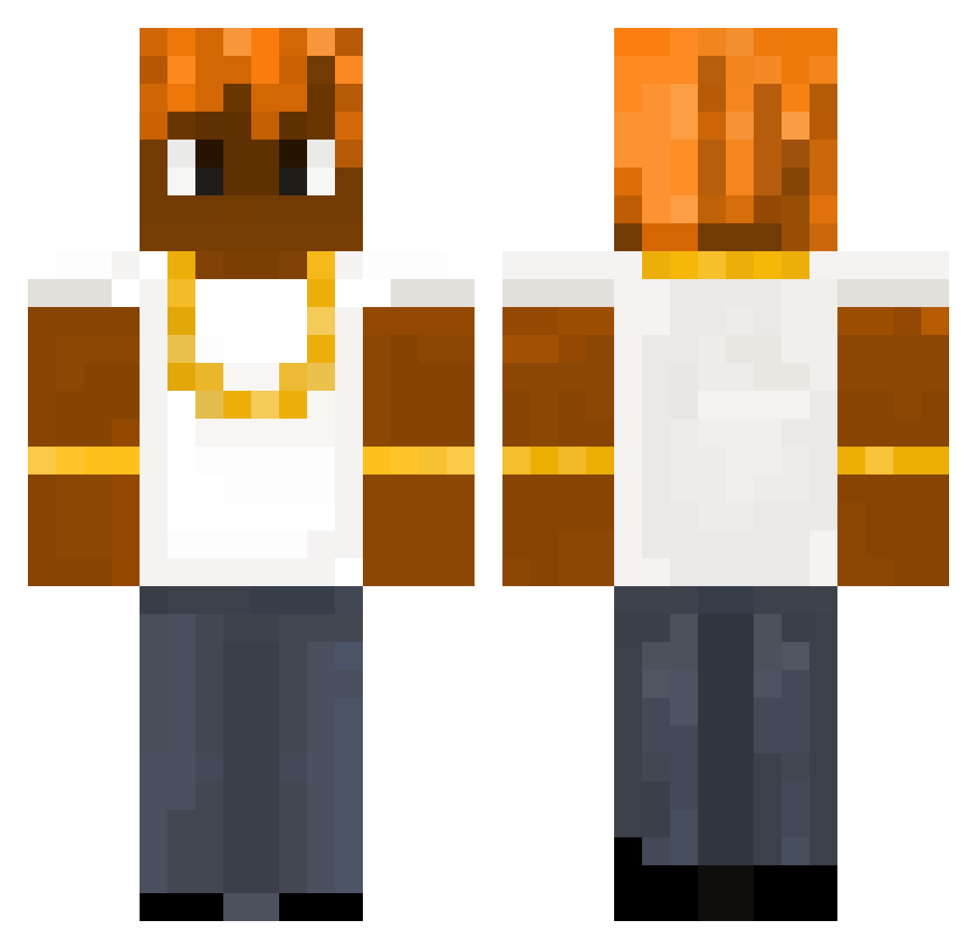 Qakl Minecraft skin, front and back view