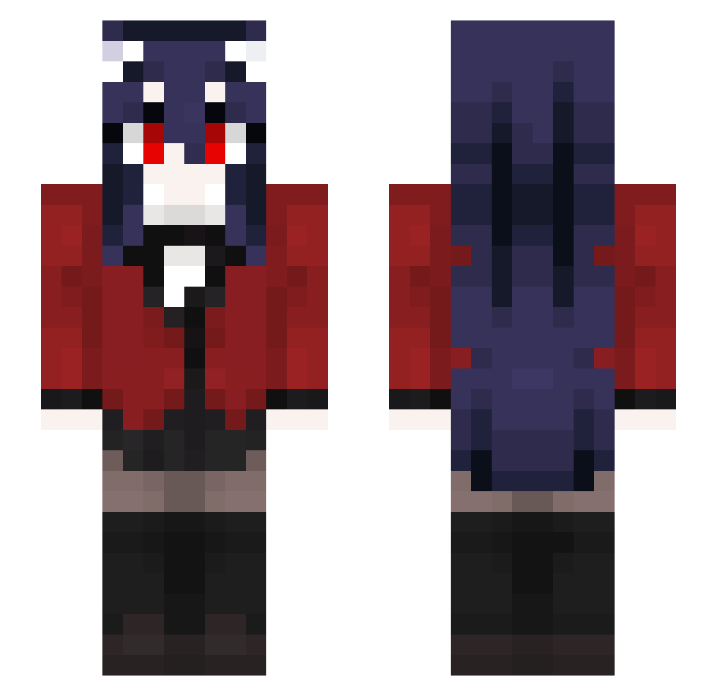 AngryWizard69 Minecraft skin, front and back view