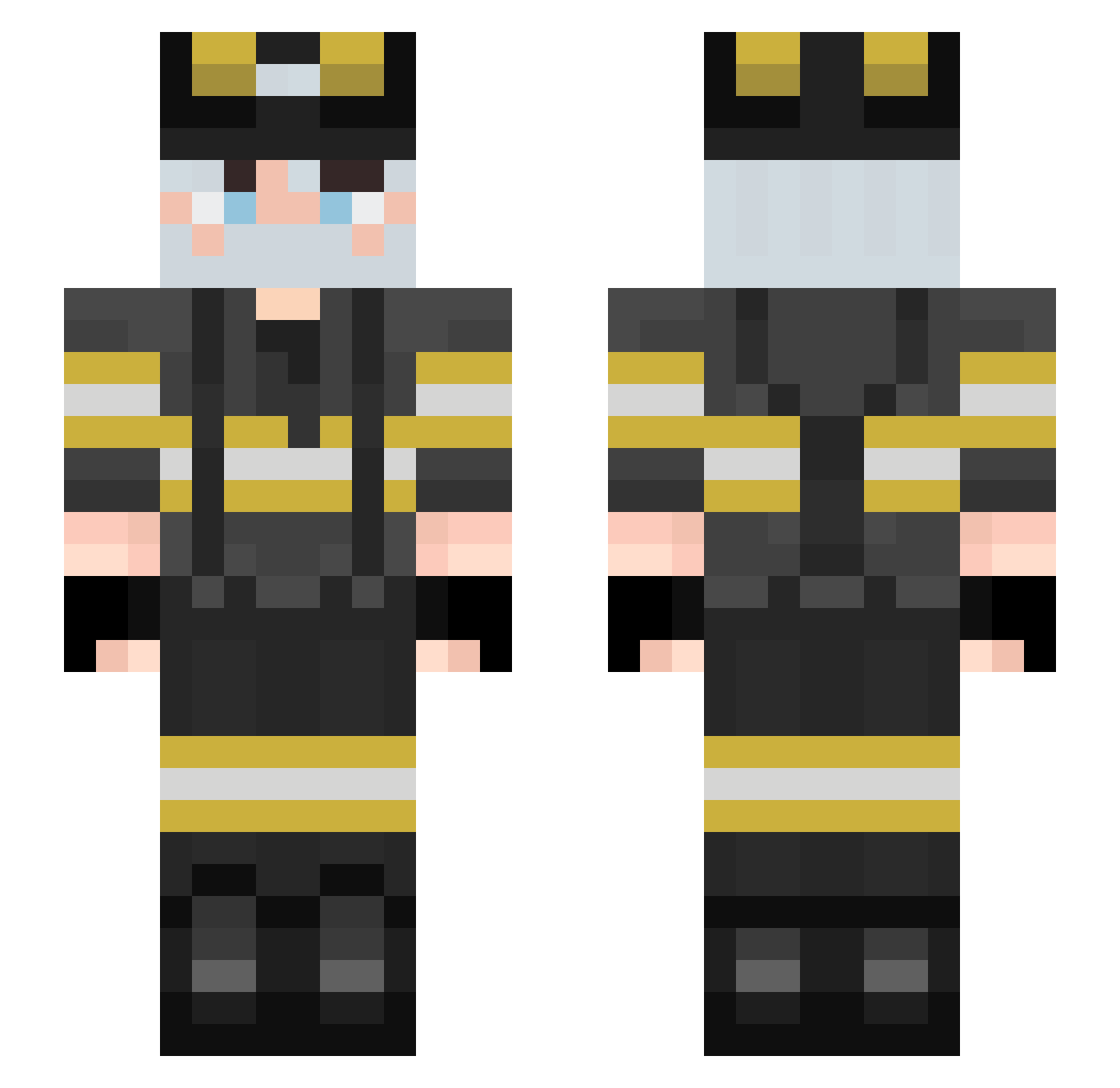 HowToGHG Minecraft skin, front and back view