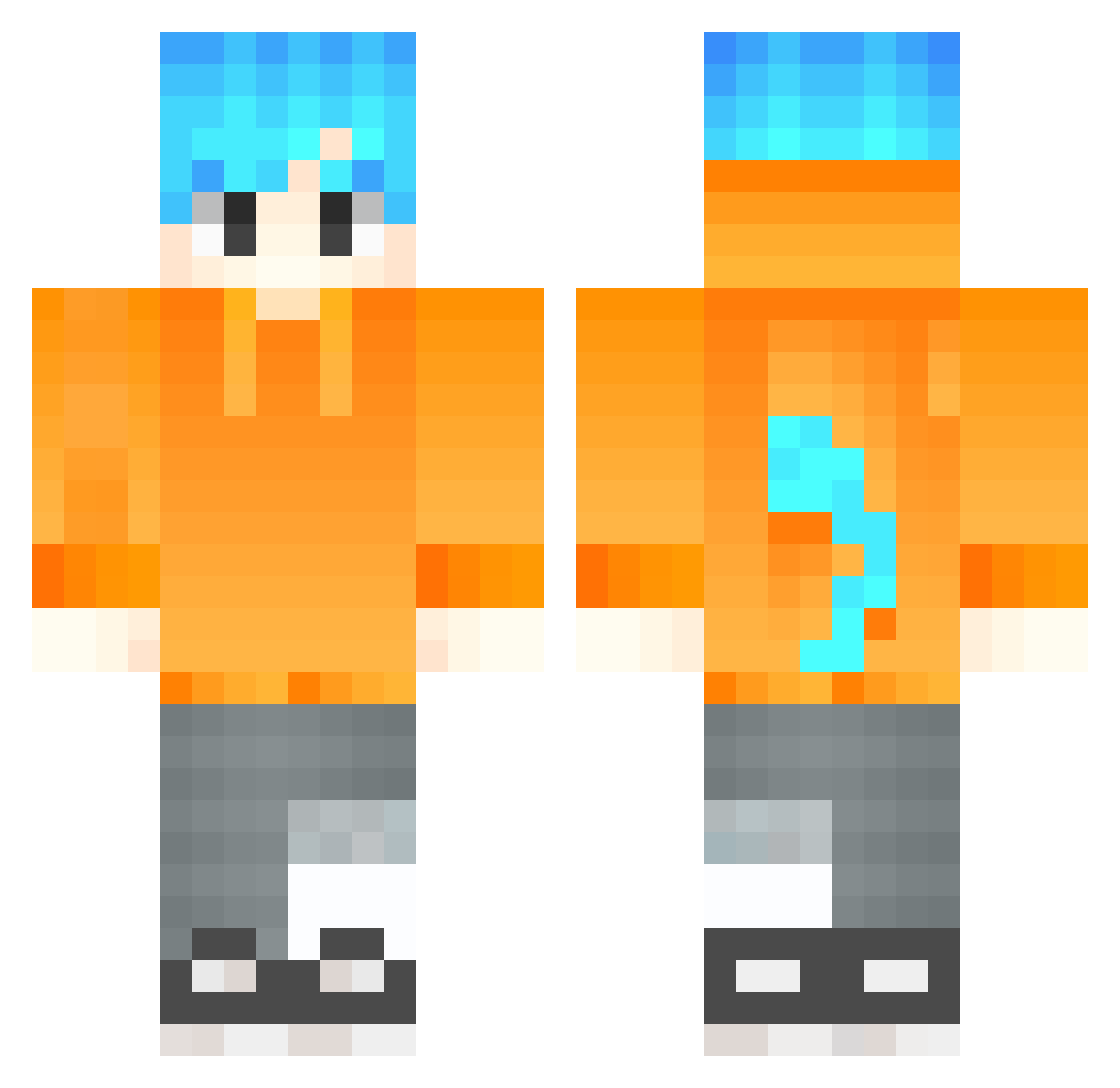 waterpeaa Minecraft skin, front and back view