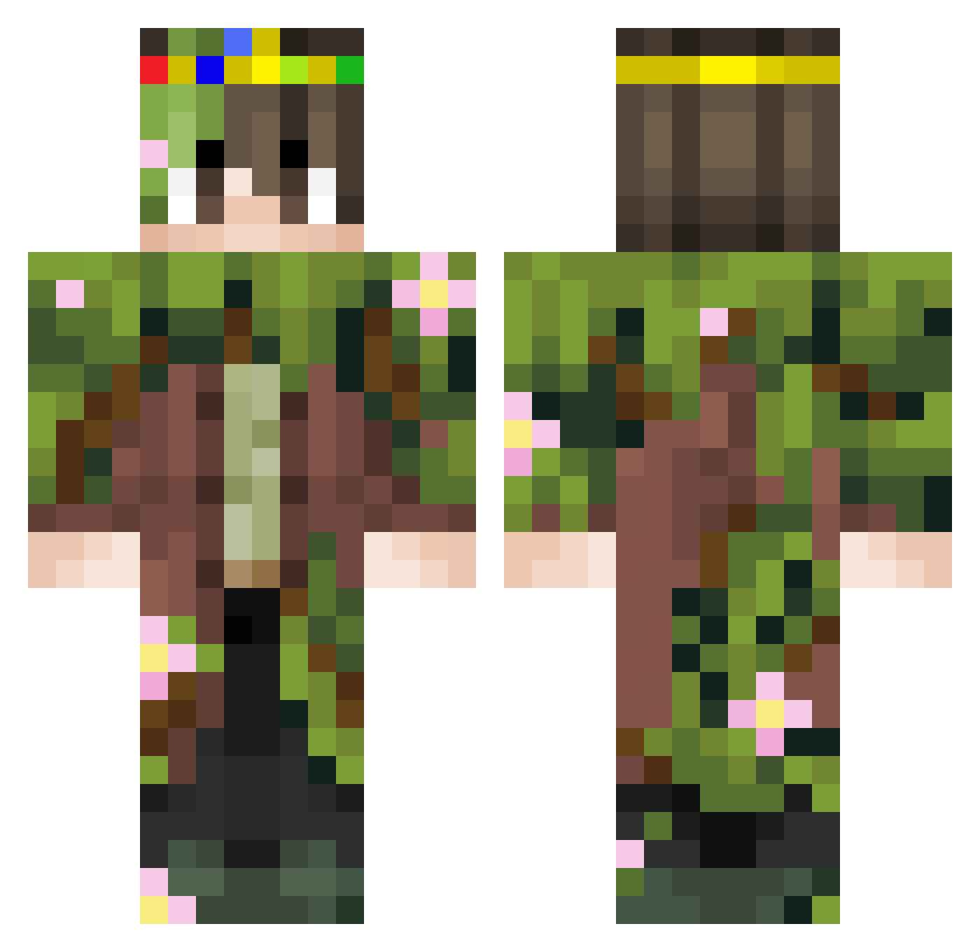 spionX Minecraft skin, front and back view