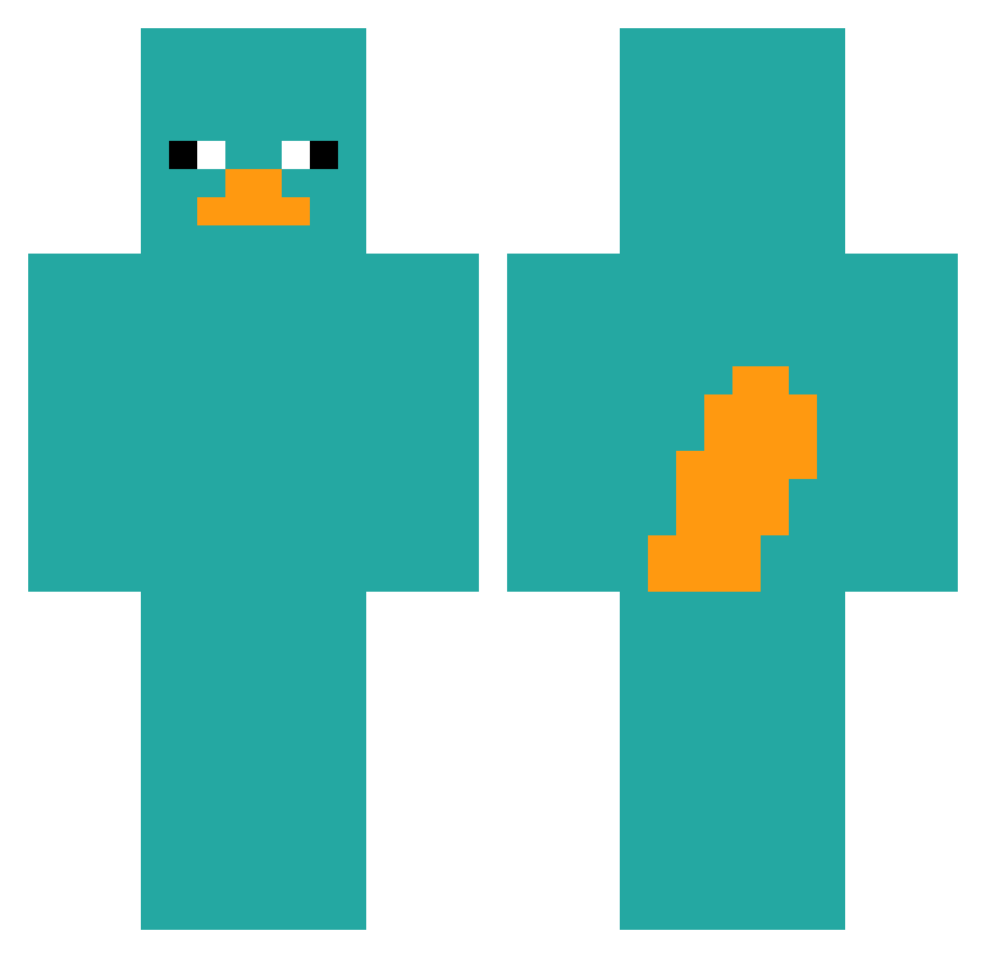 Splauder Minecraft skin, front and back view
