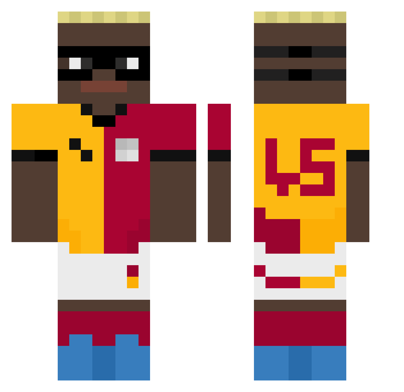 Apodubai Minecraft skin, front and back view