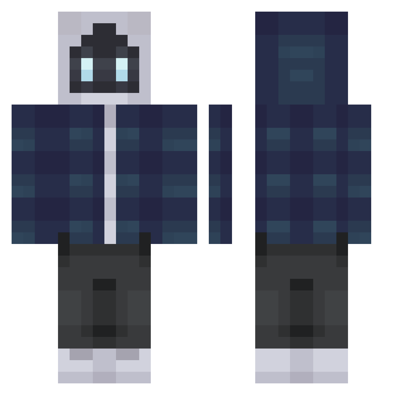 zpkl Minecraft skin, front and back view