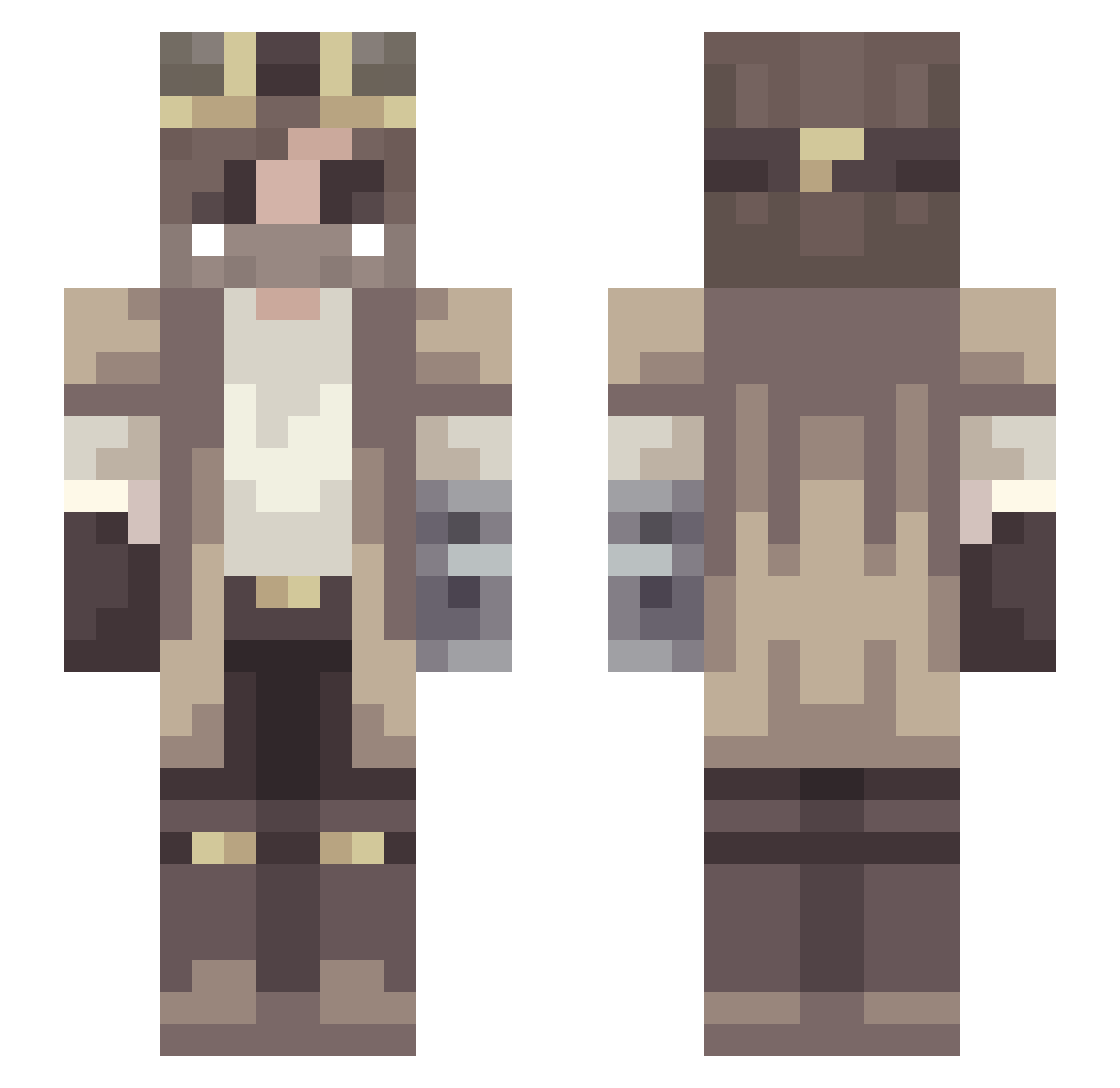 SquashyBean Minecraft skin, front and back view