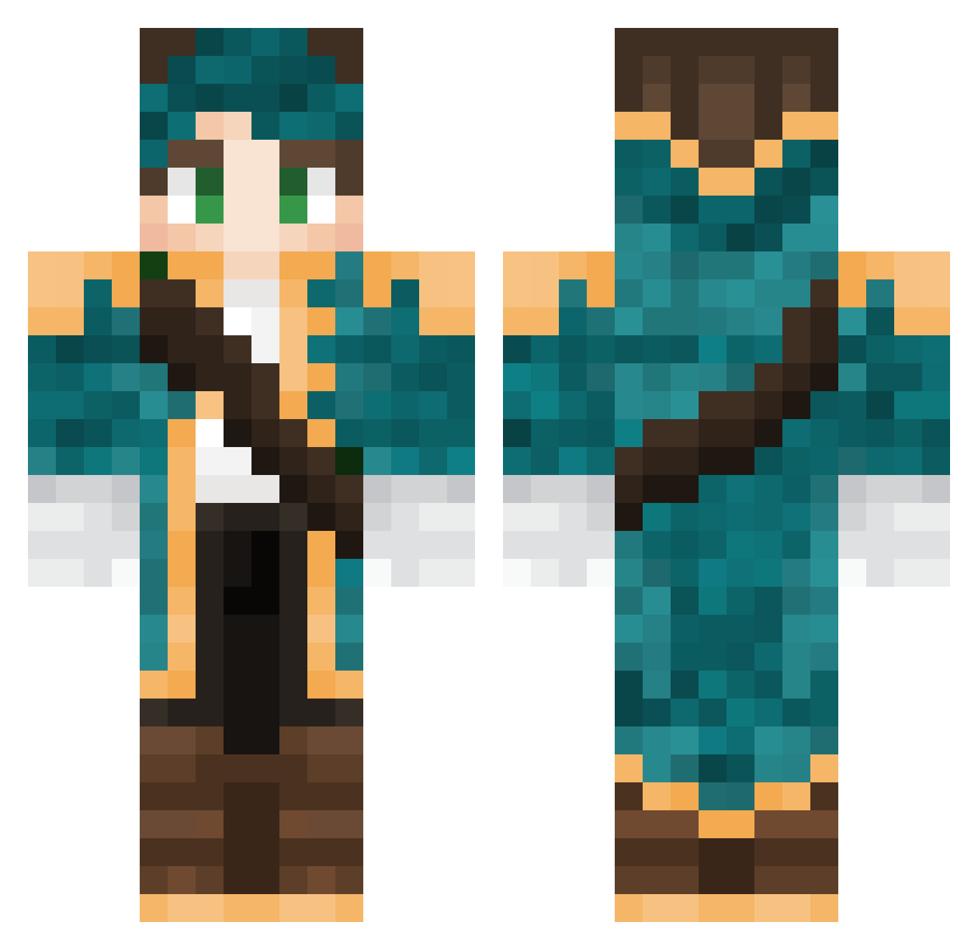 QuiQui1999 Minecraft skin, front and back view