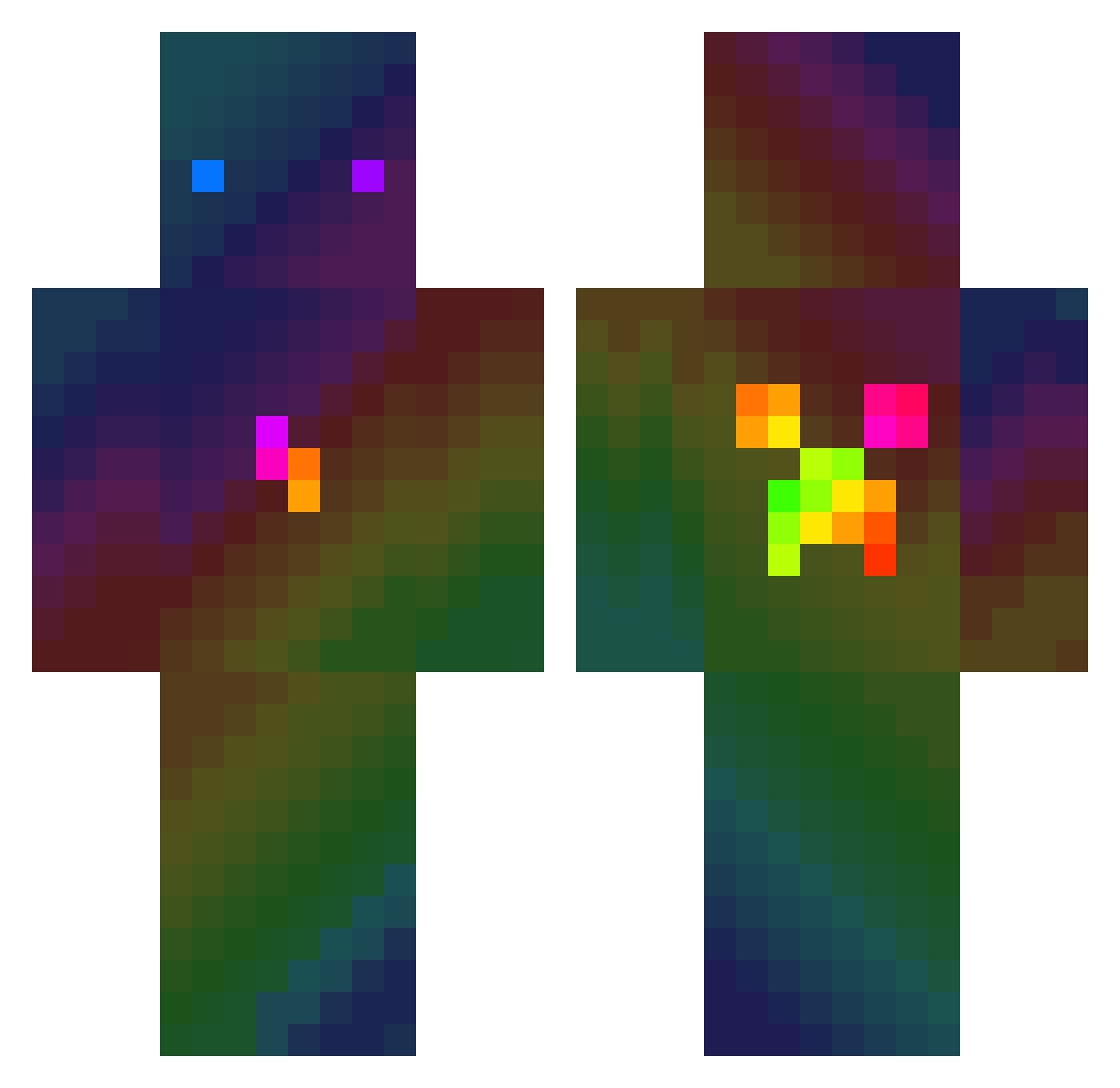 UkrytyYT Minecraft skin, front and back view