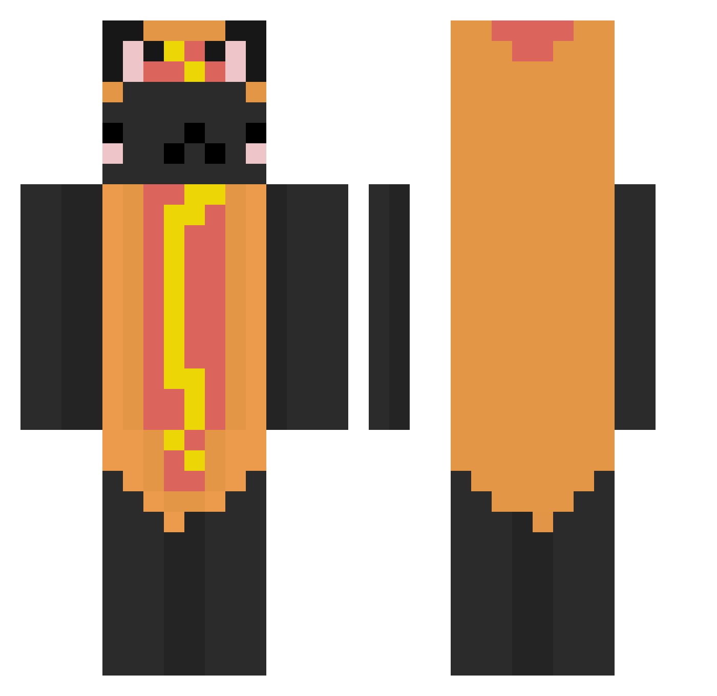 MickiTea Minecraft skin, front and back view