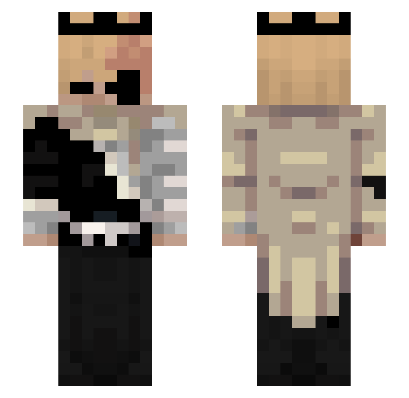 ReyHigh Minecraft skin, front and back view