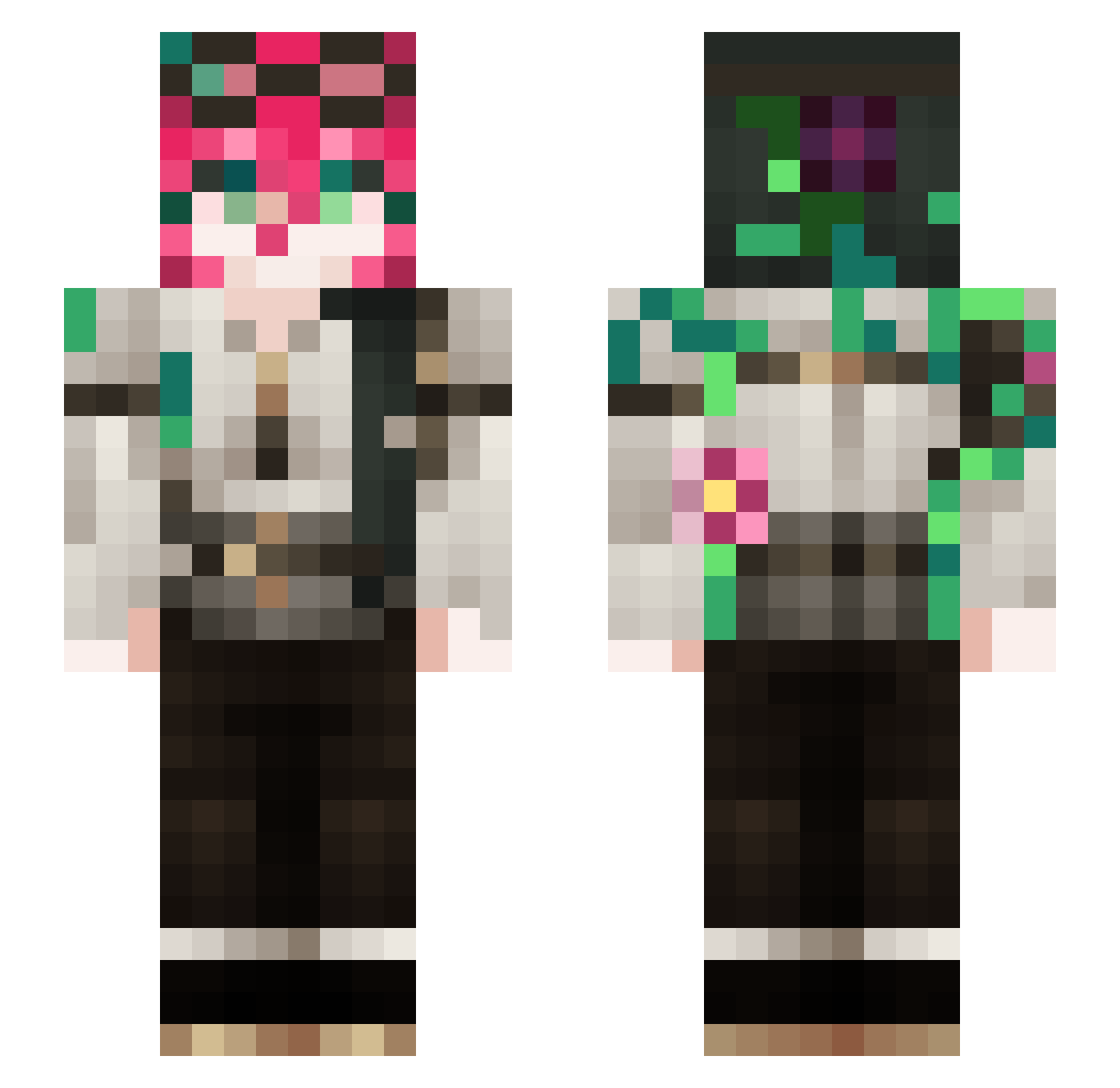 Dimatins Minecraft skin, front and back view