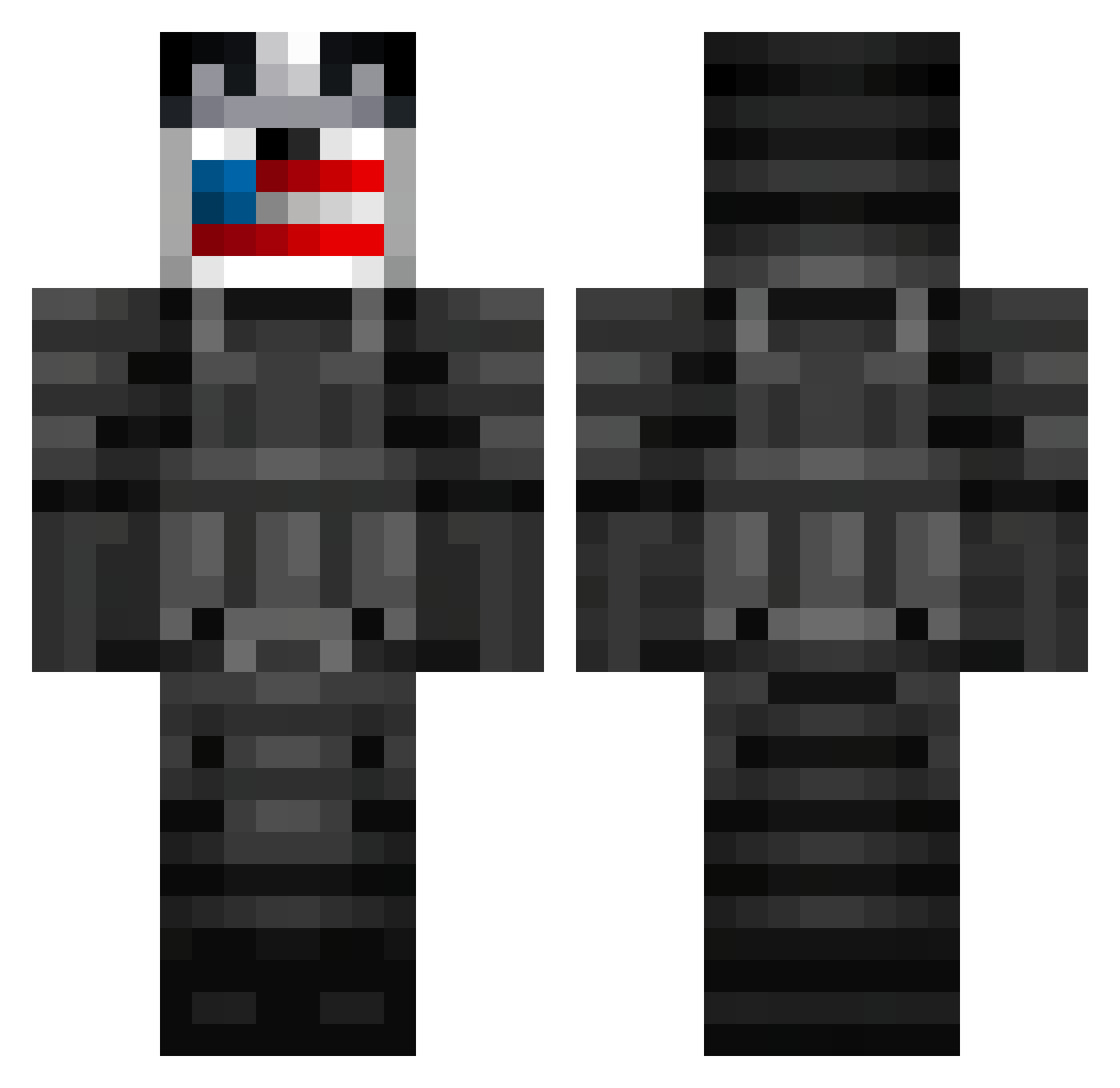 AmzziMC Minecraft skin, front and back view