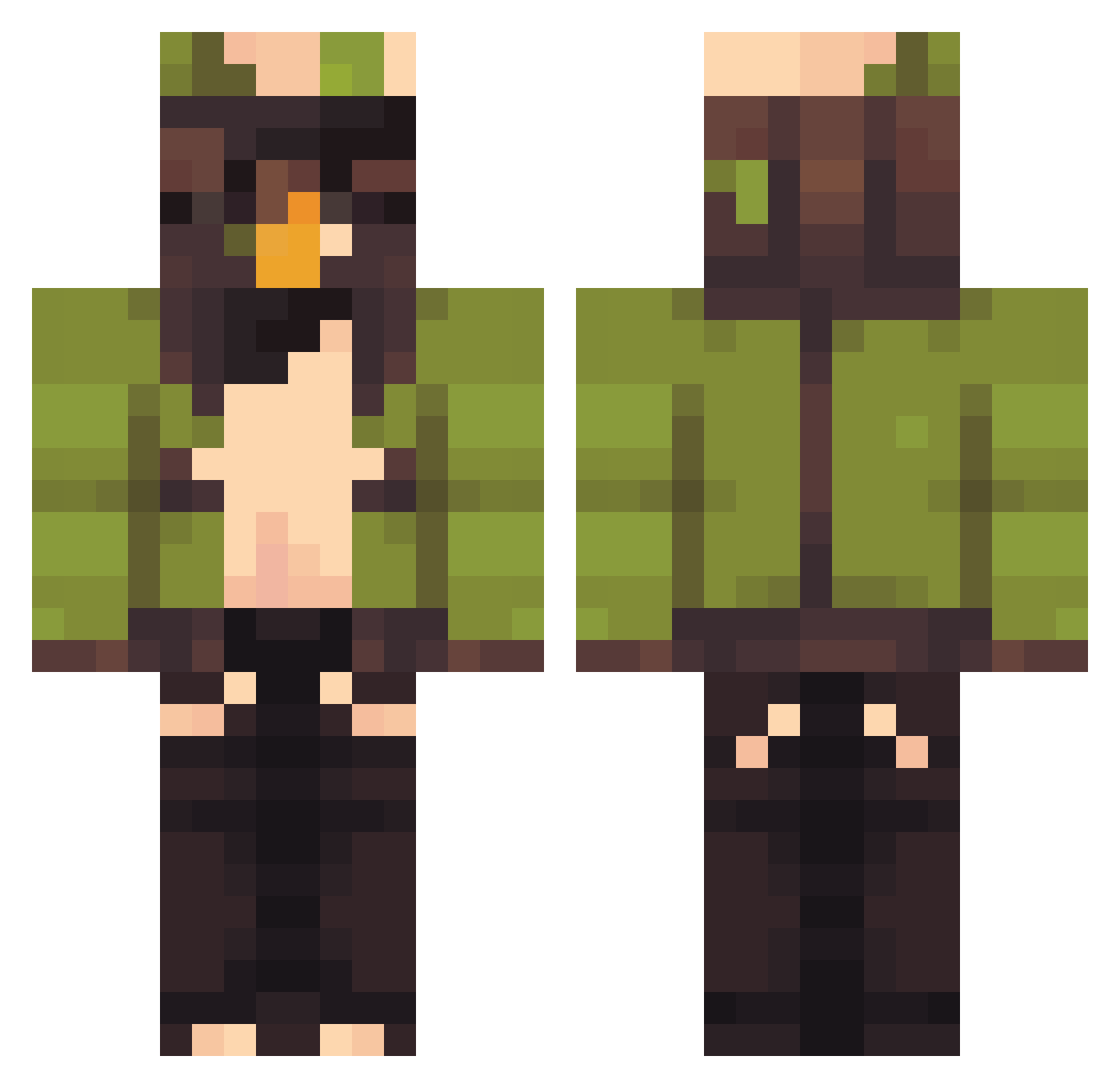 plainotes Minecraft skin, front and back view